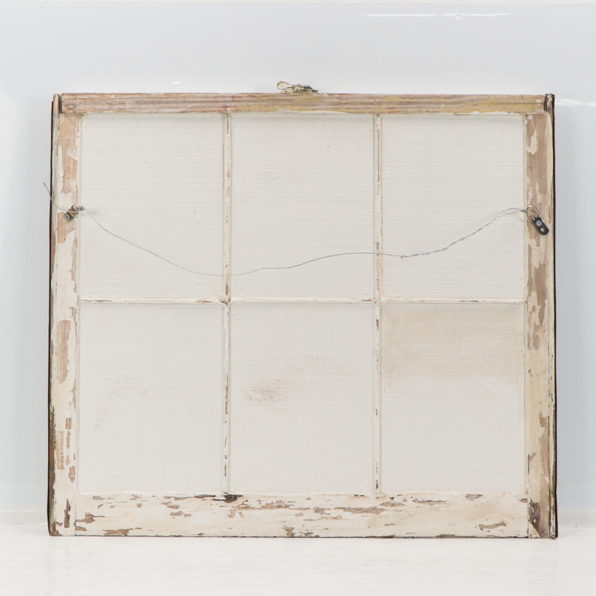 L. Crum Acrylic Angel Painting on Window Frame, Circa 2005