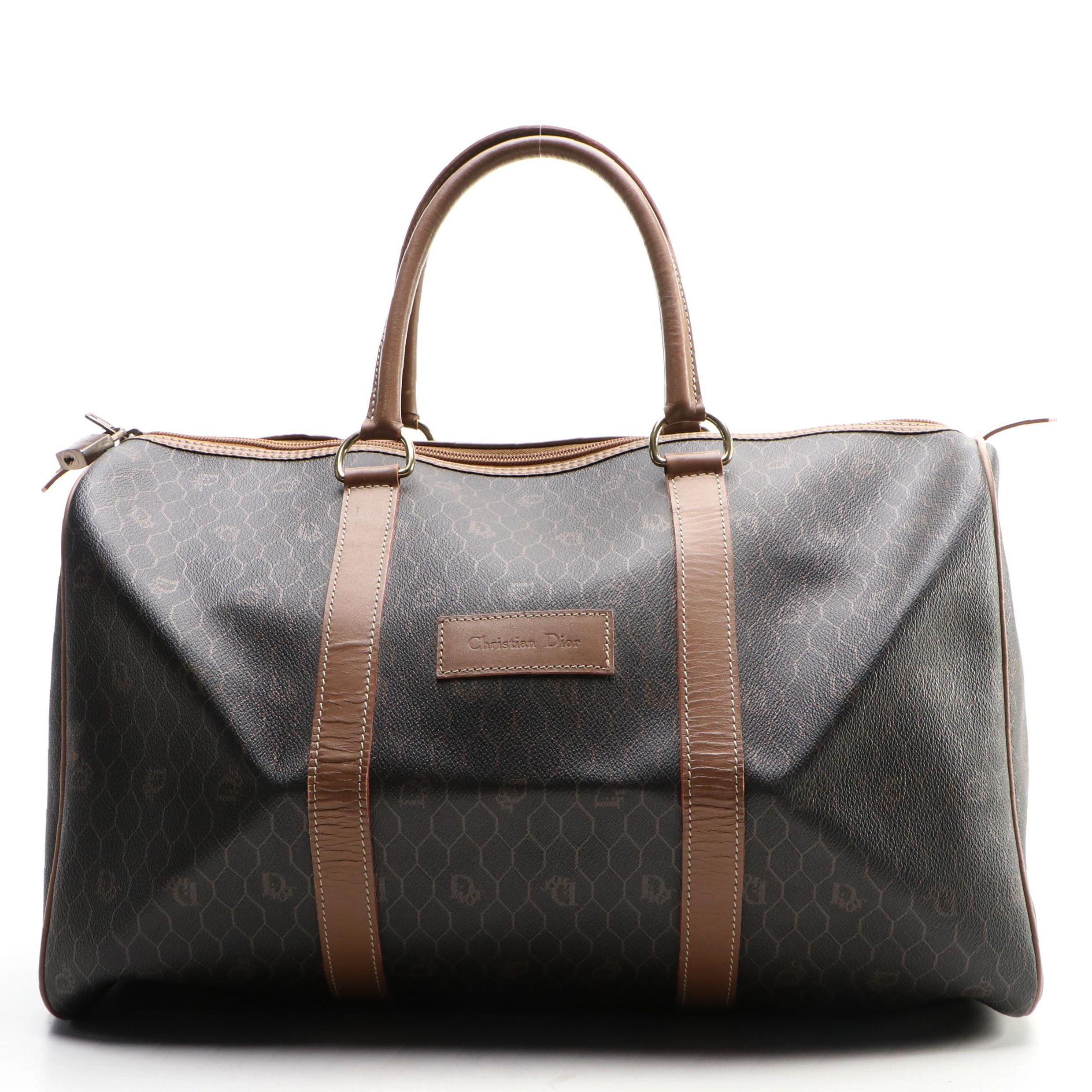 Christian Dior Boston Bag in Monogram Honeycomb Canvas and Leather