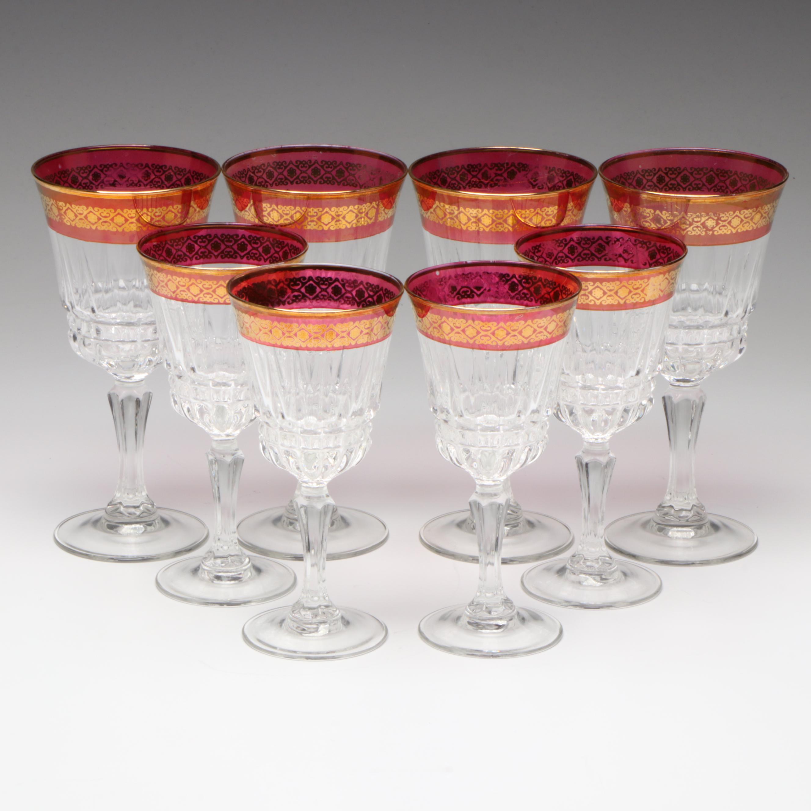 Cristal d'Arques-Durand Gilt Ruby Flashed Glass Stemware