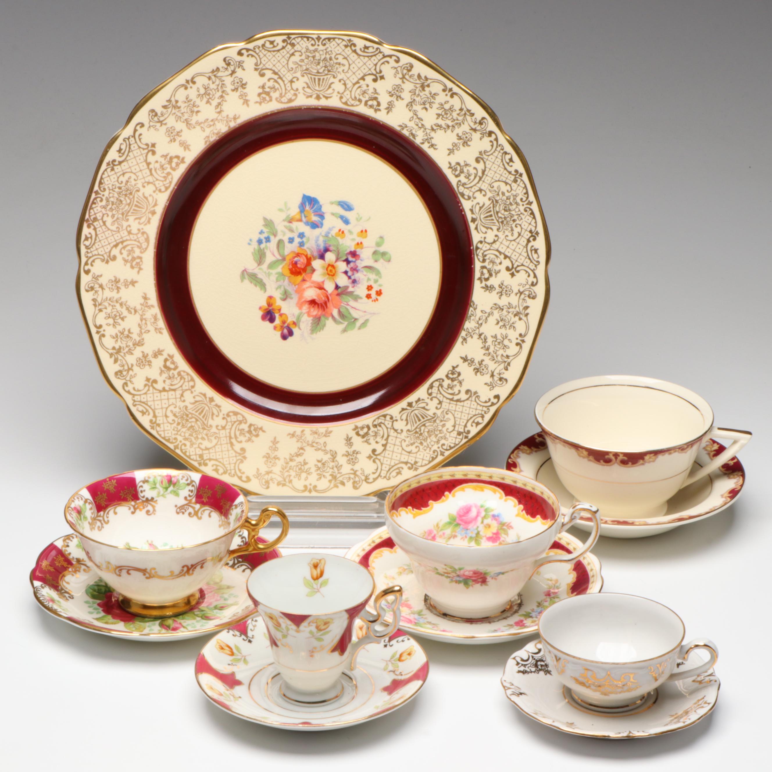 Edwin M. Knowles "Regal" Ceramic Teacup Set with More Tea Dishes