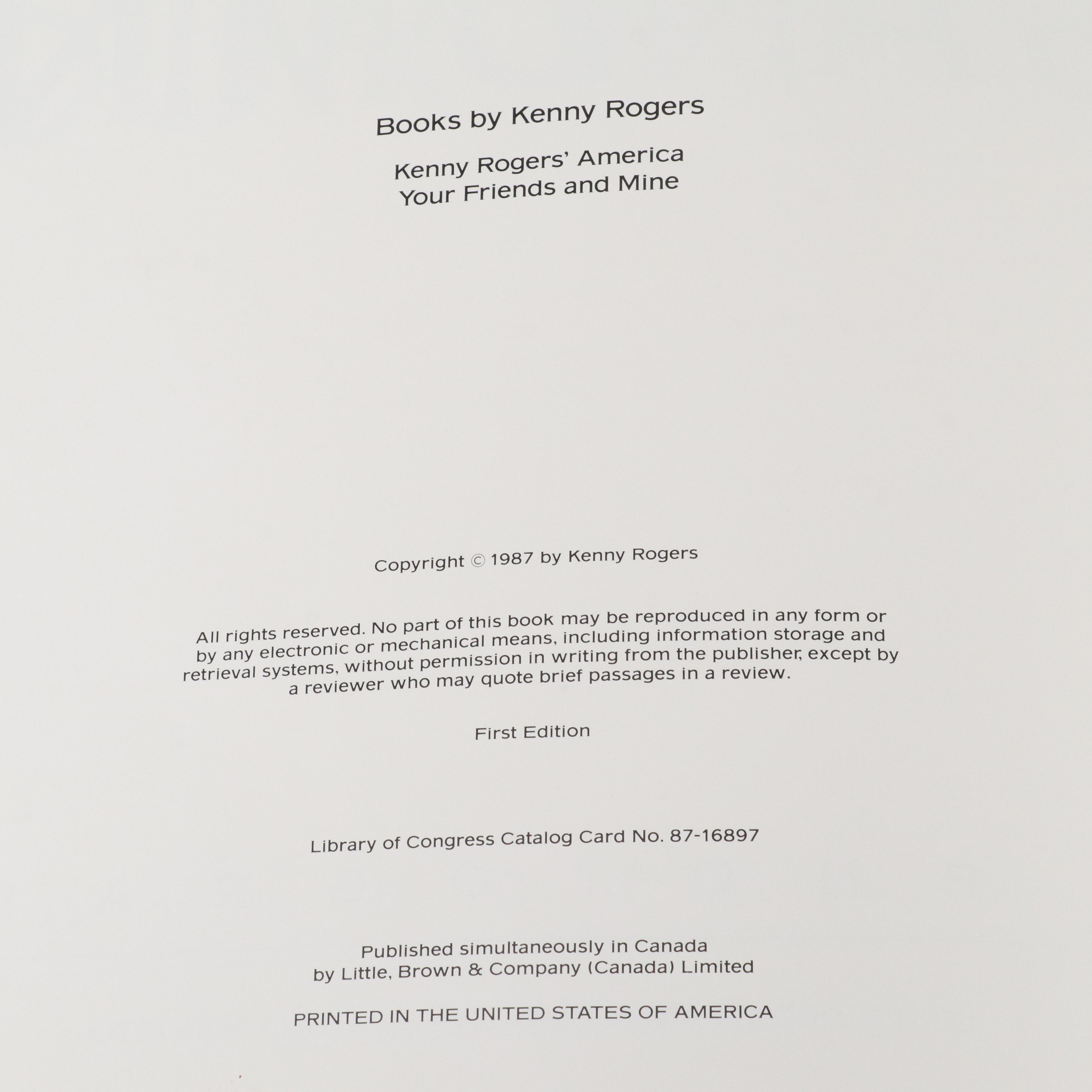 Kenny Rogers Signed "Your Friends and Mine" Book