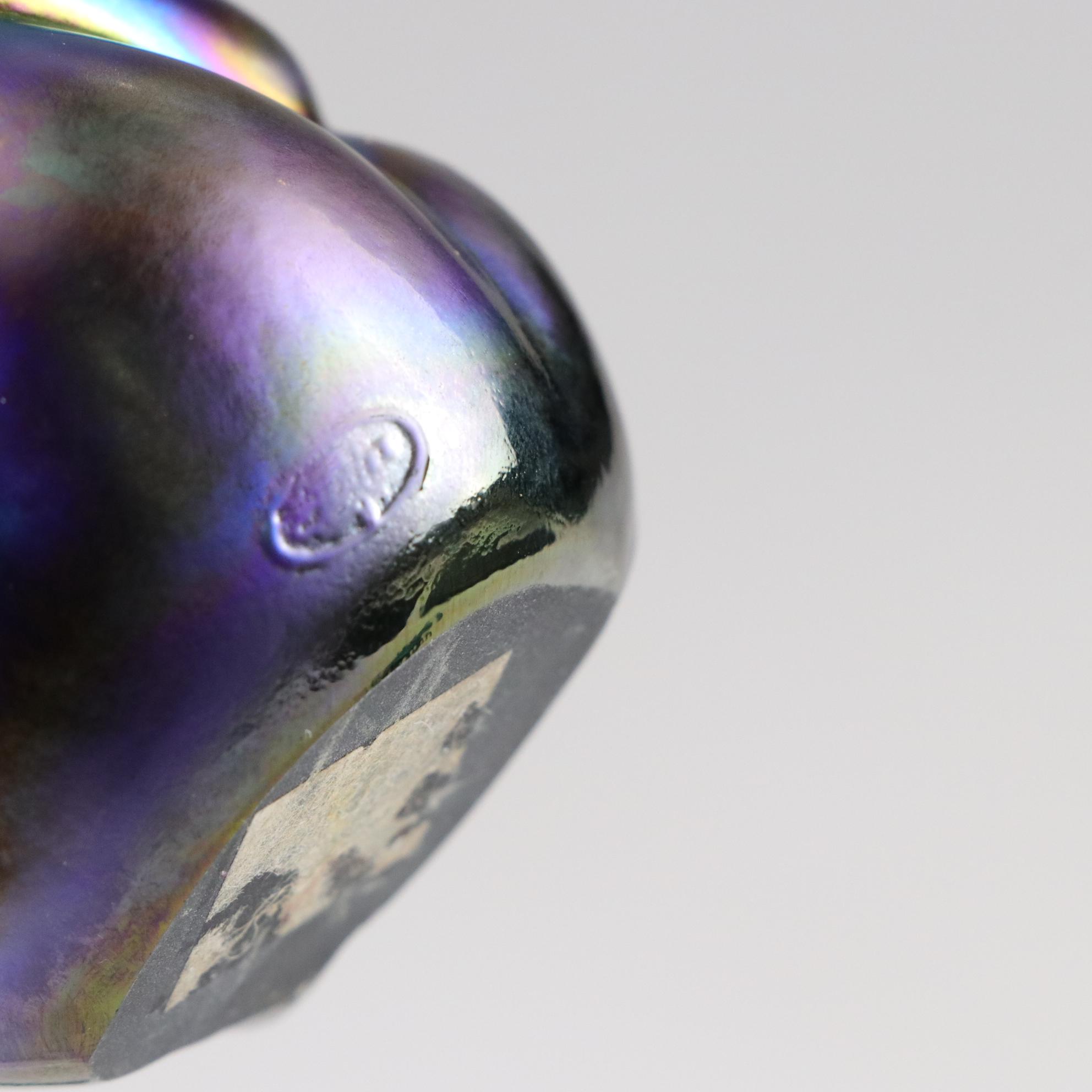 Fenton Purple Iridescent Seated Bear & Green Reclining Bear With Other Art Glass