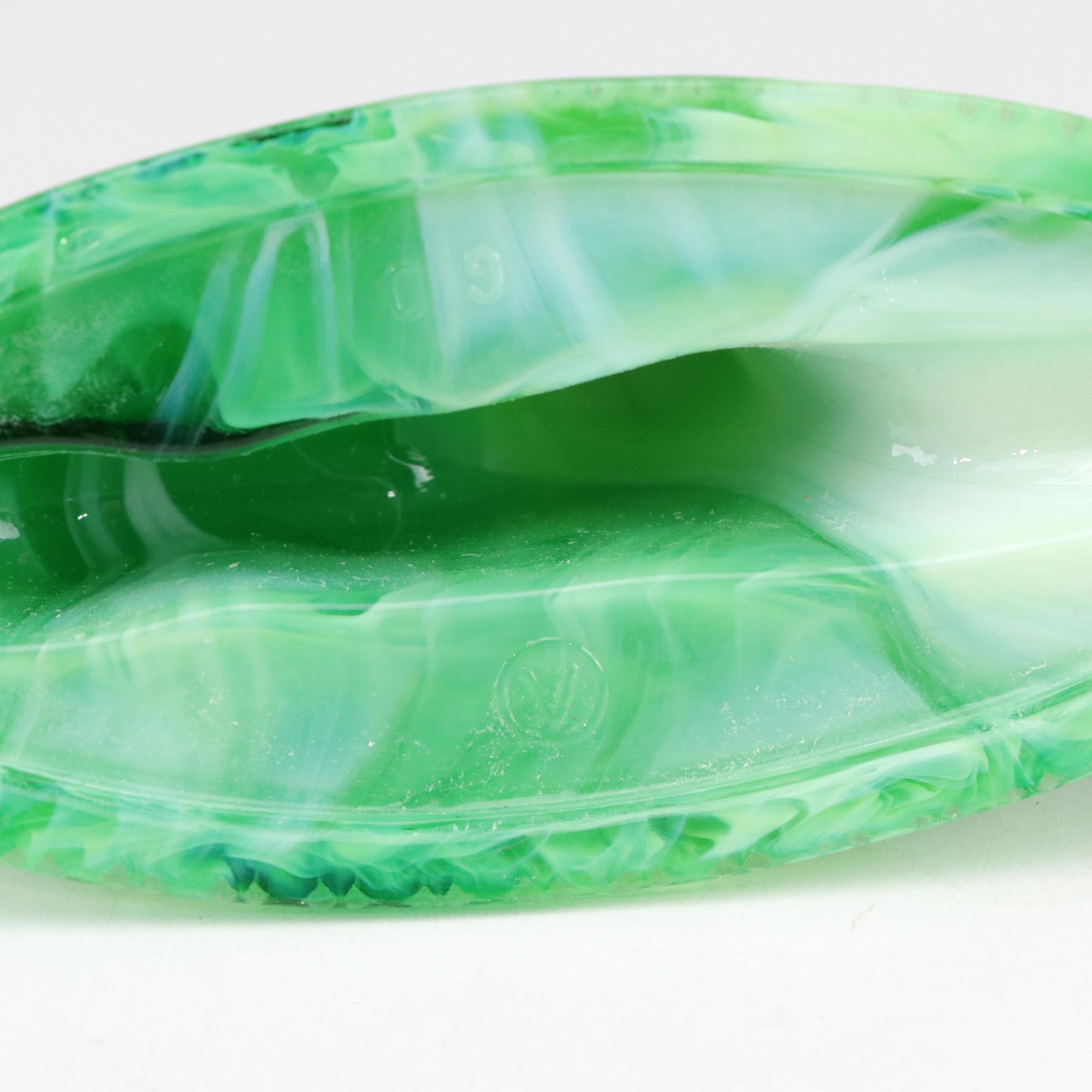 Fenton Purple Iridescent Seated Bear & Green Reclining Bear With Other Art Glass