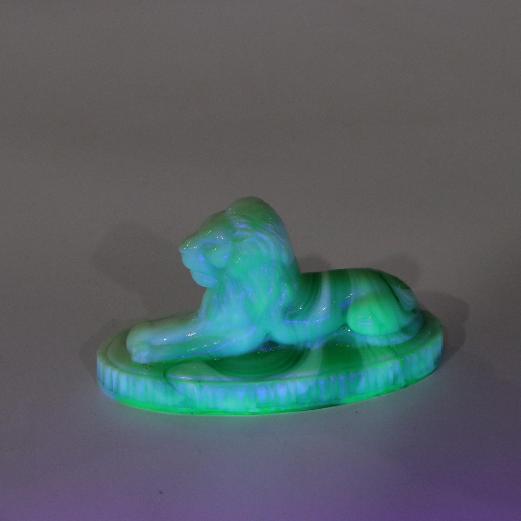 Fenton Purple Iridescent Seated Bear & Green Reclining Bear With Other Art Glass