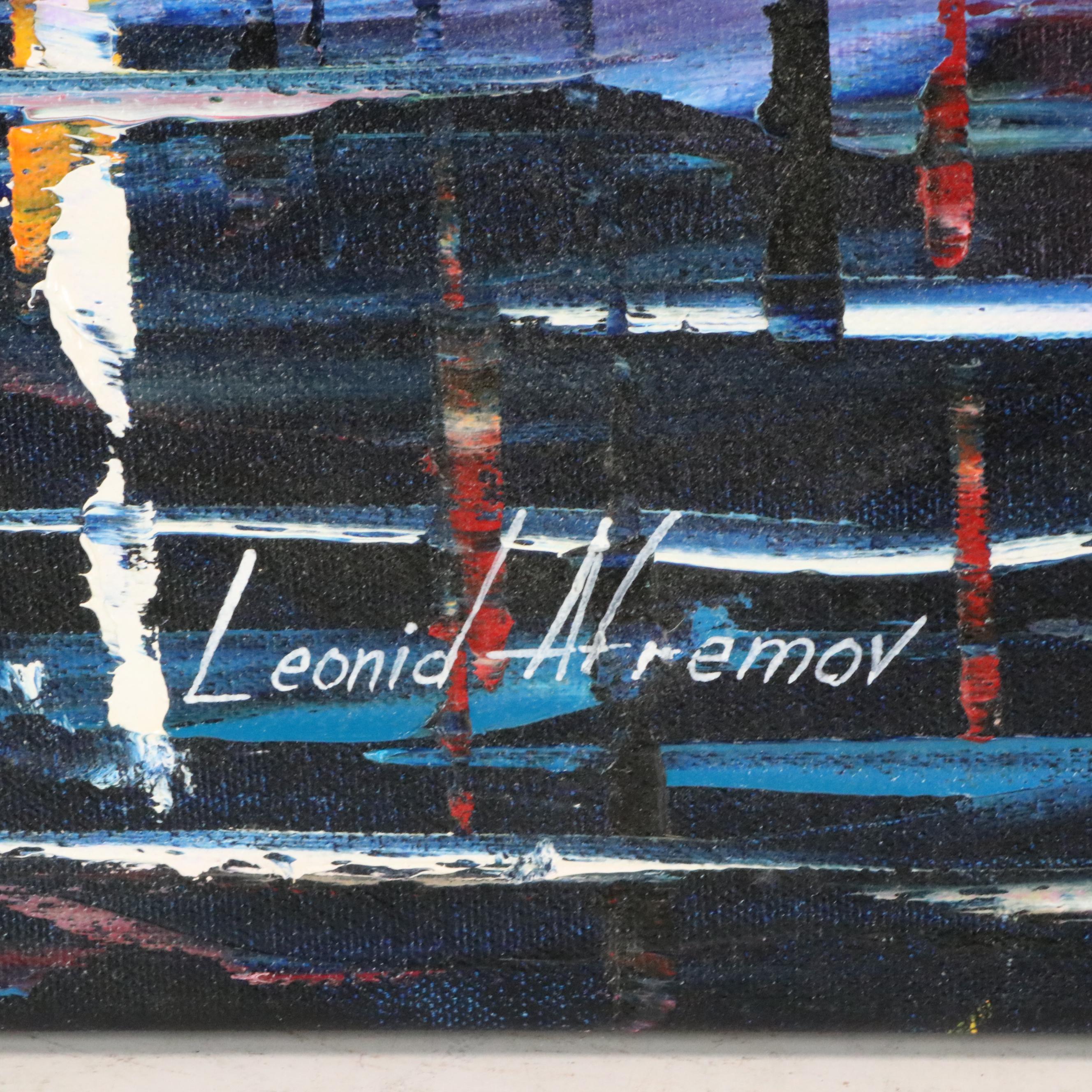 Leonid Afremov Studios Canal Scene Oil Painting