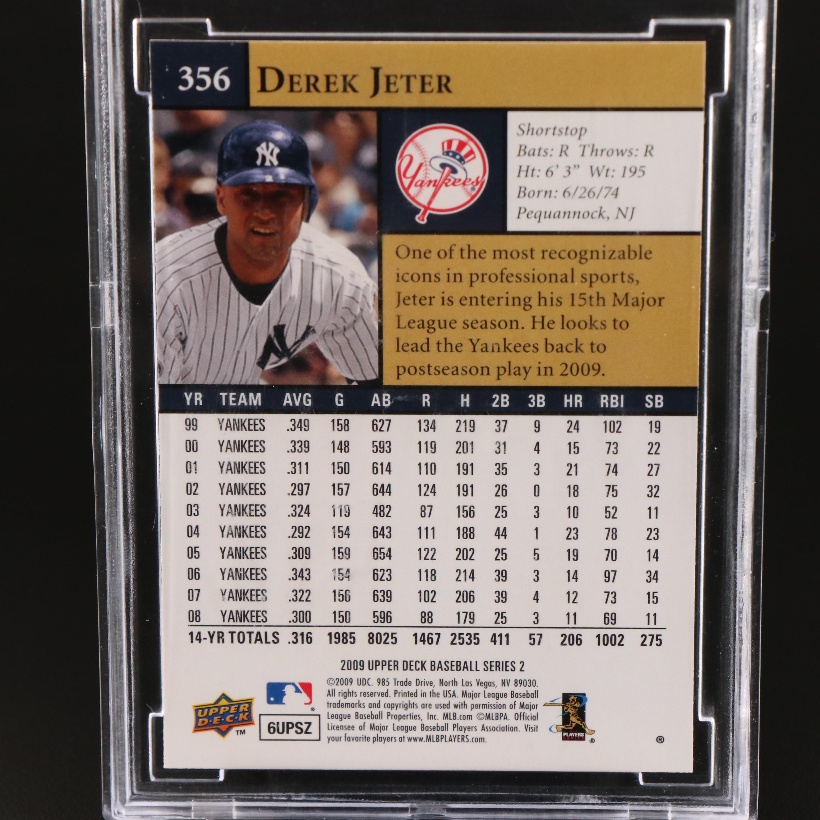 2009 Upper Deck First Edition Derek Jeter Baseball Card Graded BCCG 10