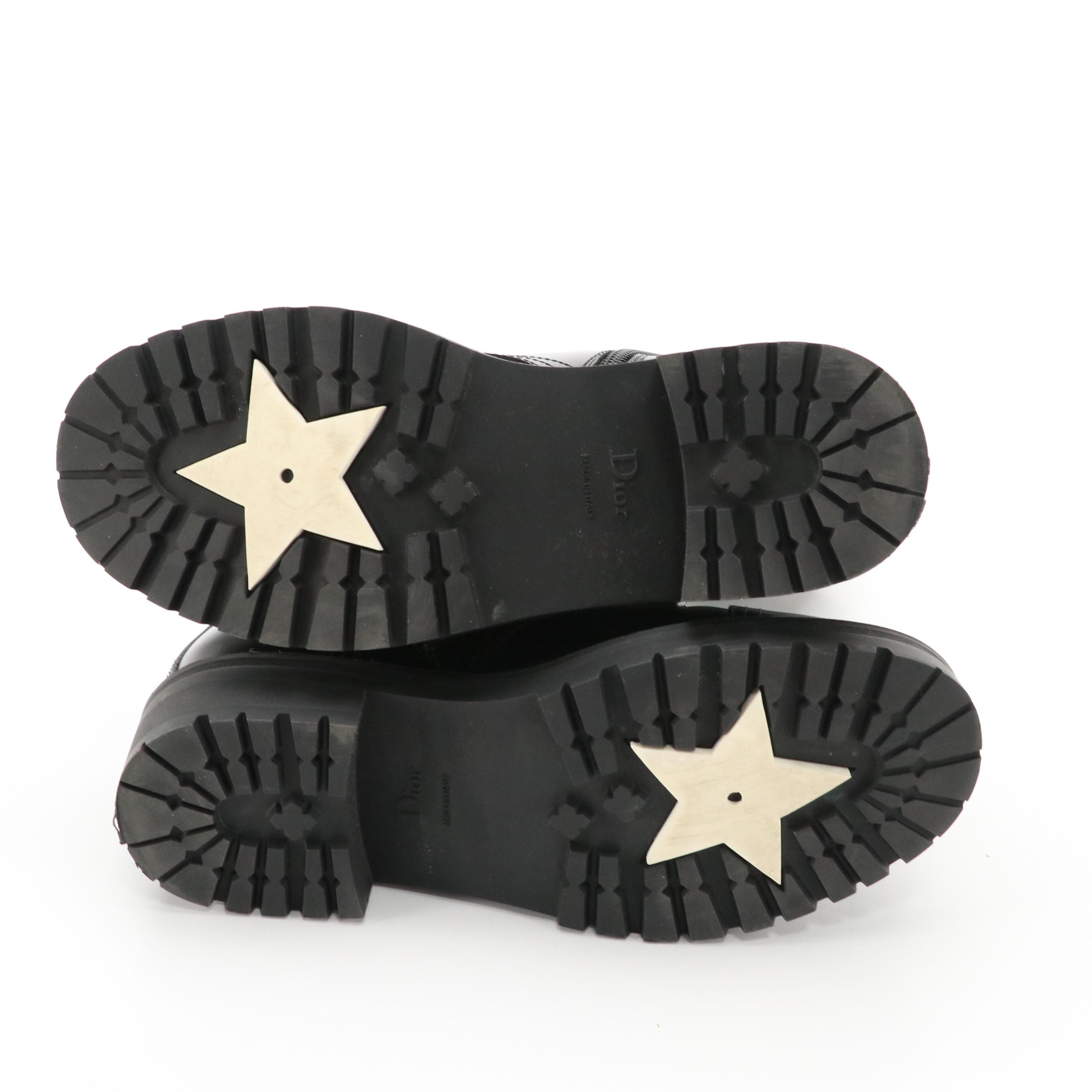 Christian Dior D-Strike Ankle Boots in Calfskin and White Resin Pearls, With Box