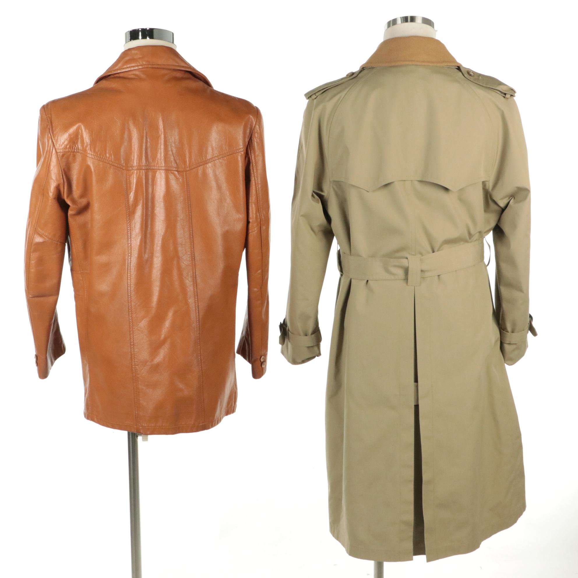 Men's Brooks Brothers Wool Lined Trench Coat & Leather Shop Collection Jacket