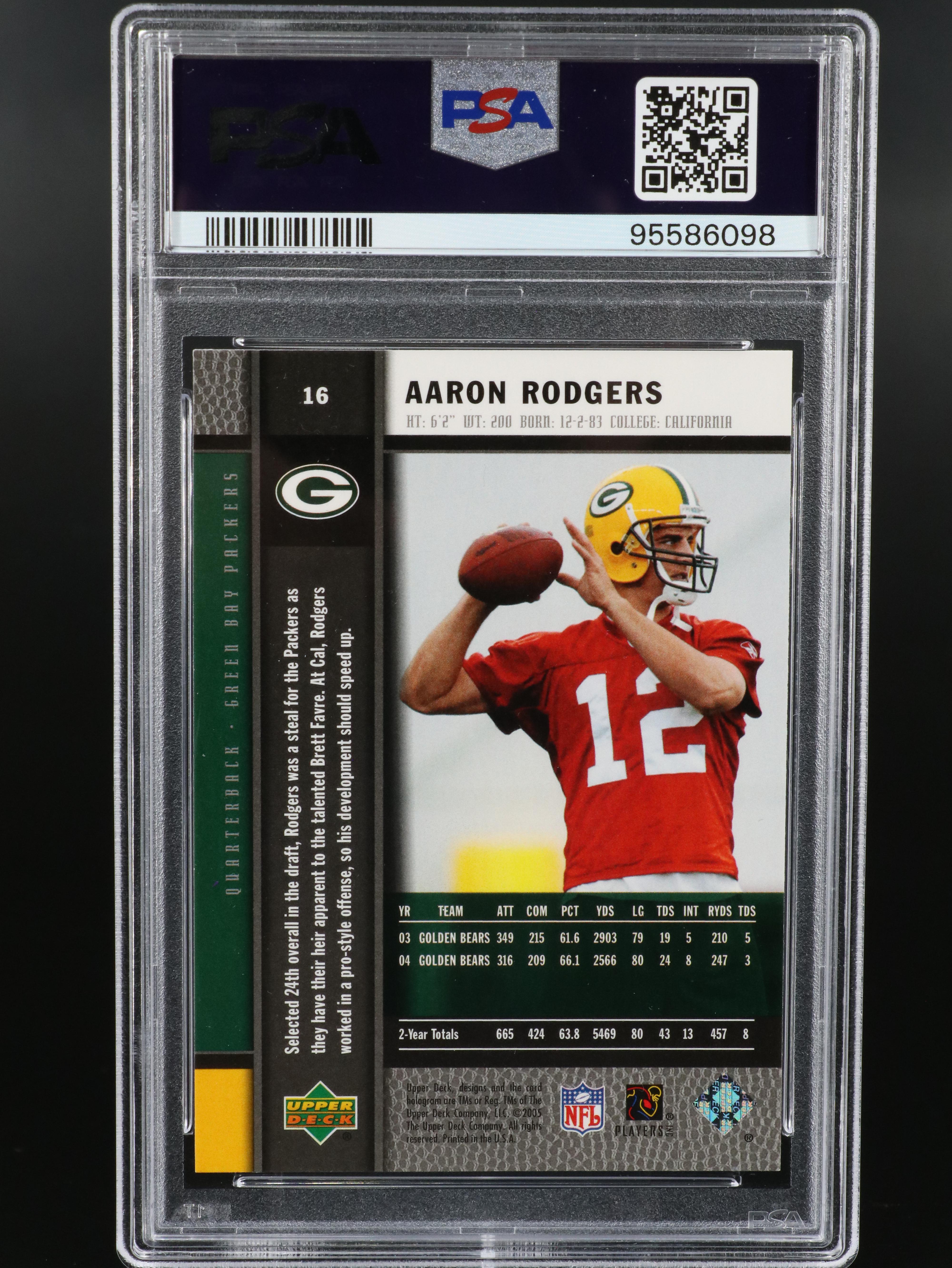 2005 Upper Deck Aaron Rodgers Rookie Premiere Card Graded PSA 9