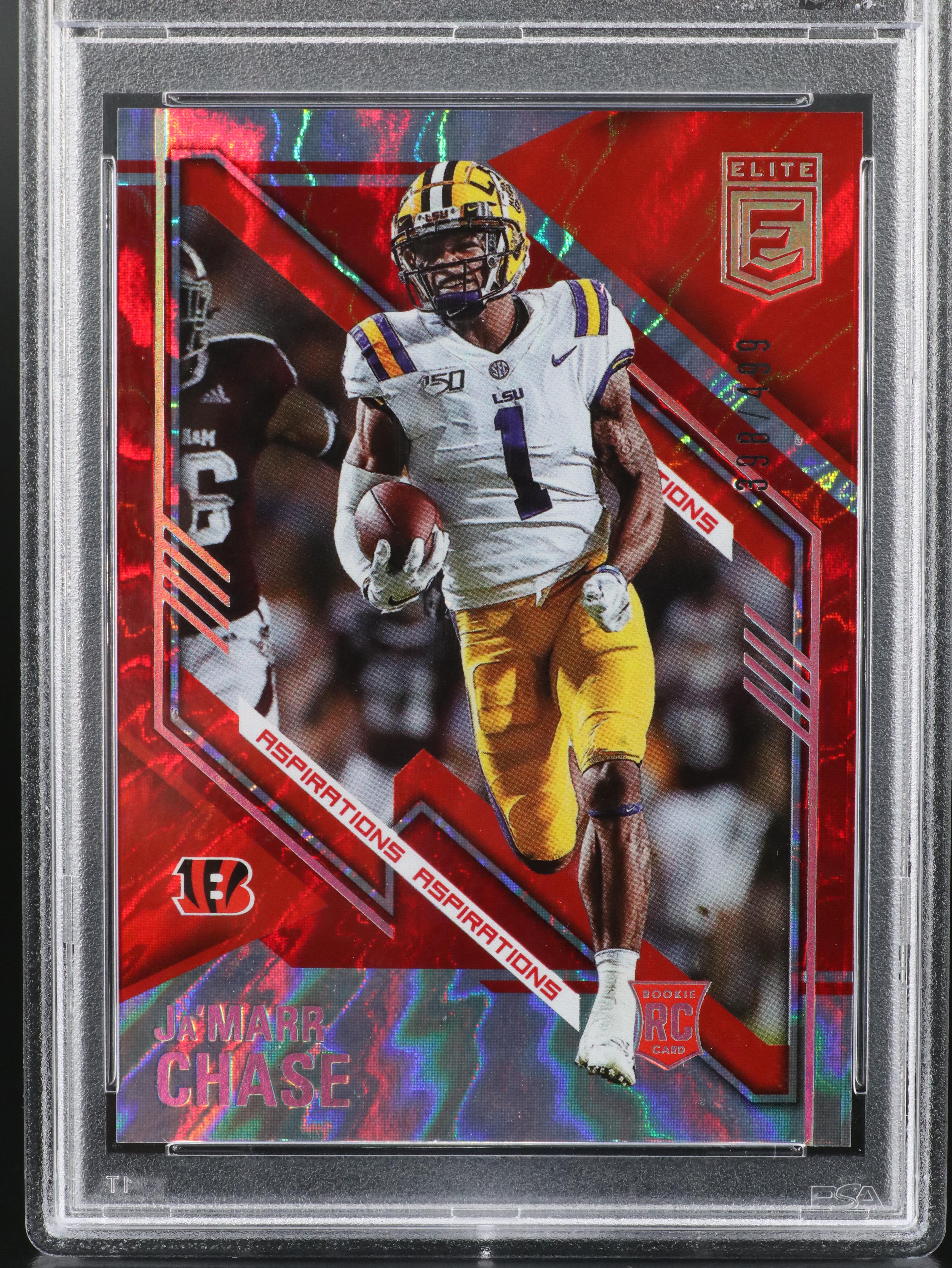 2021 Elite Ja’Marr Chase Aspirations Shimmer Rookie Card #ed 398/499 PSA 10