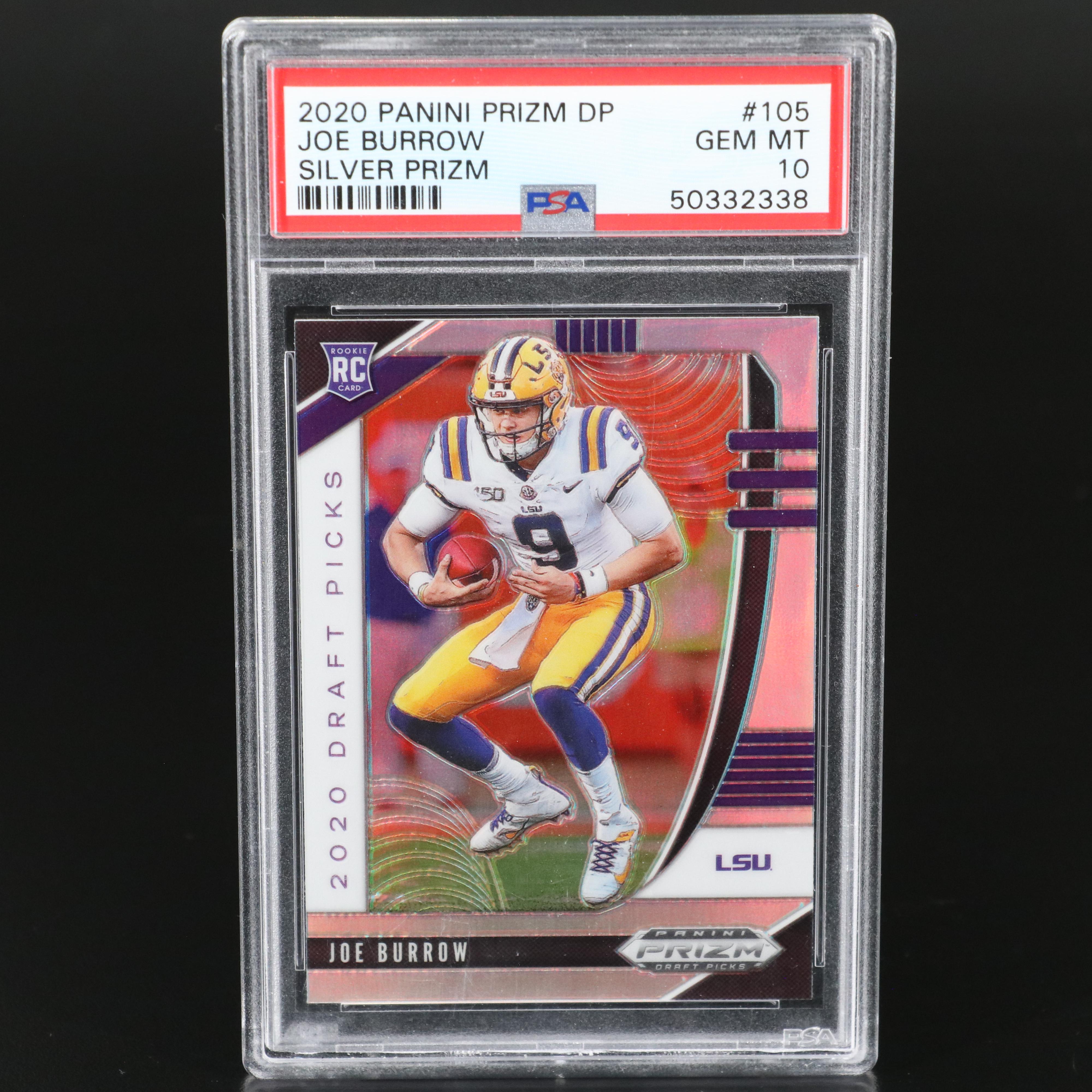 2020 Panini Prizm Draft Picks Joe Burrow Silver Rookie Card Graded PSA 10