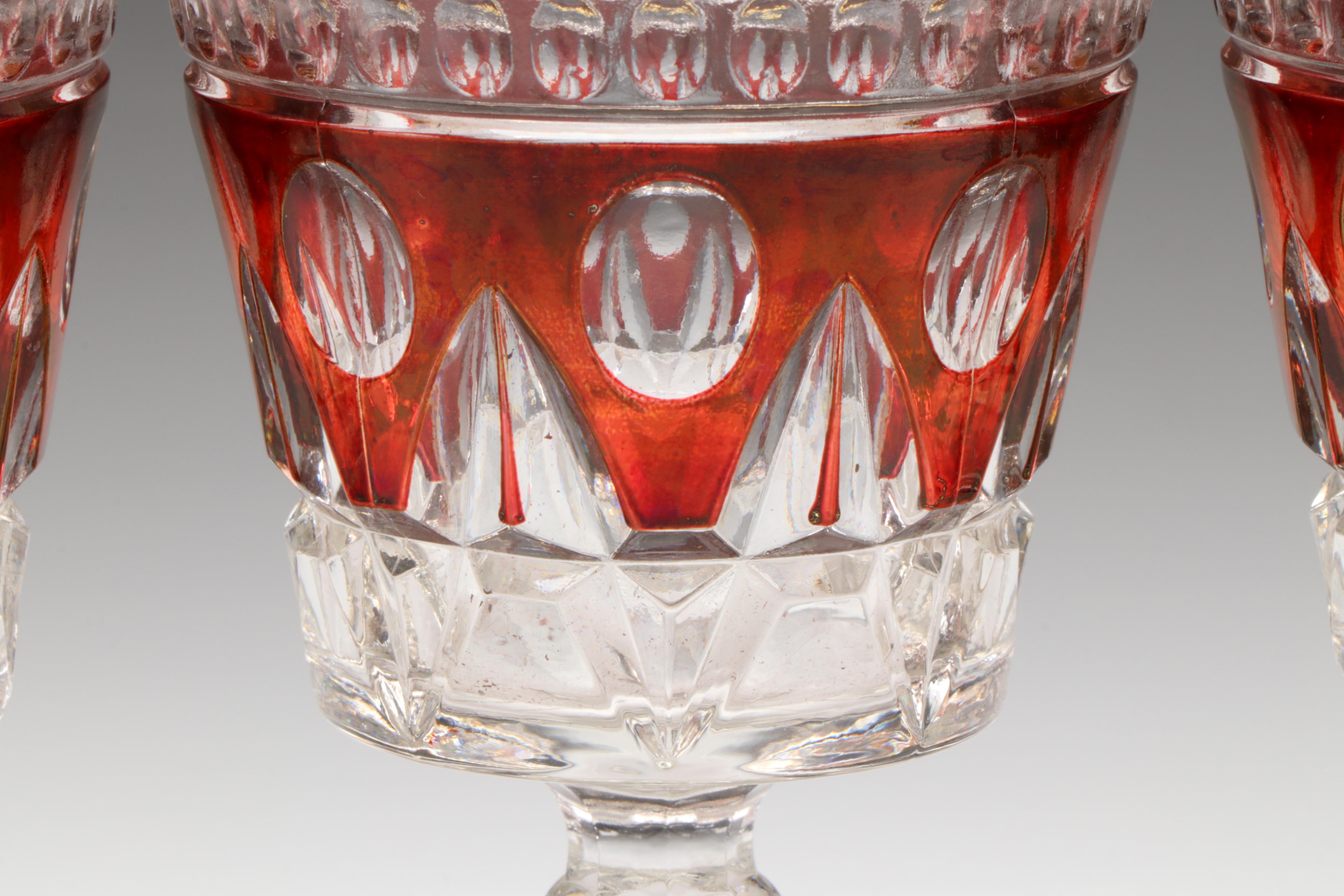 Colony "Parklane Ruby" Glass Water Goblets with Godinger Glass Dispenser