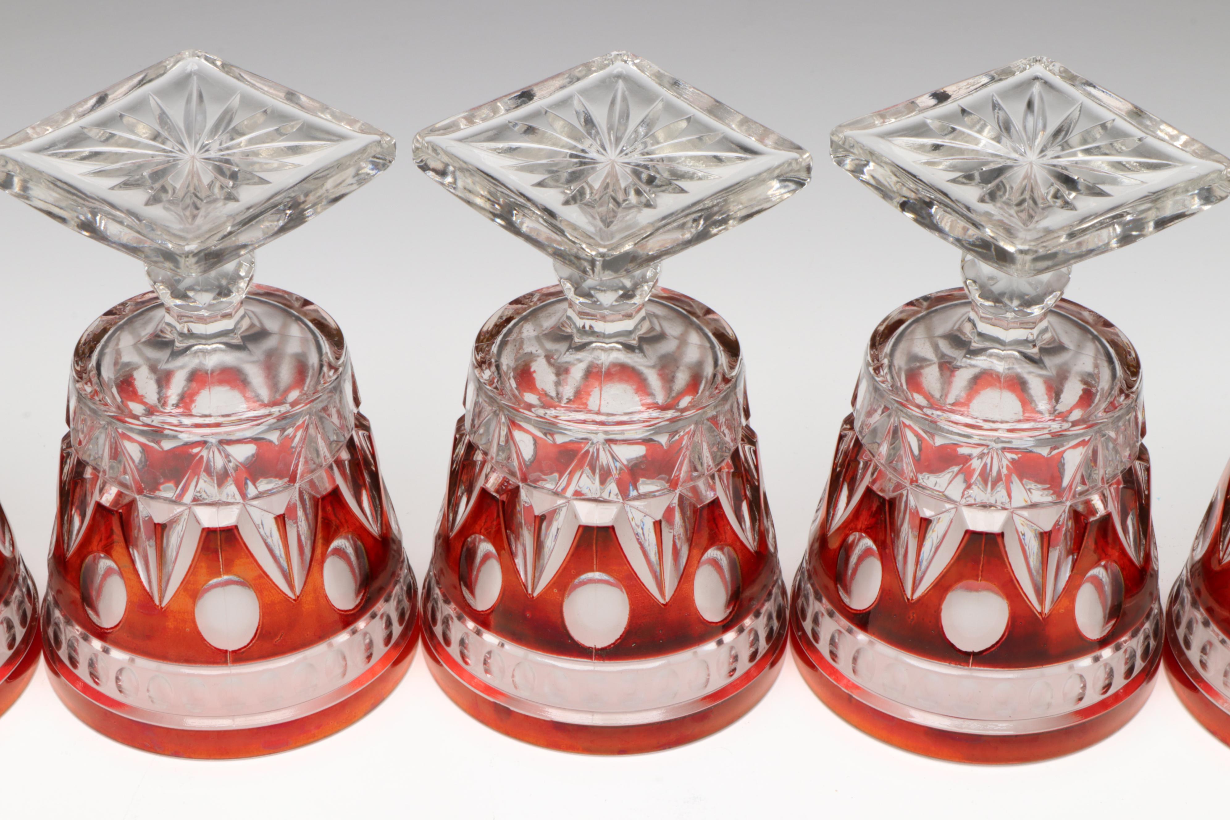 Colony "Parklane Ruby" Glass Water Goblets with Godinger Glass Dispenser