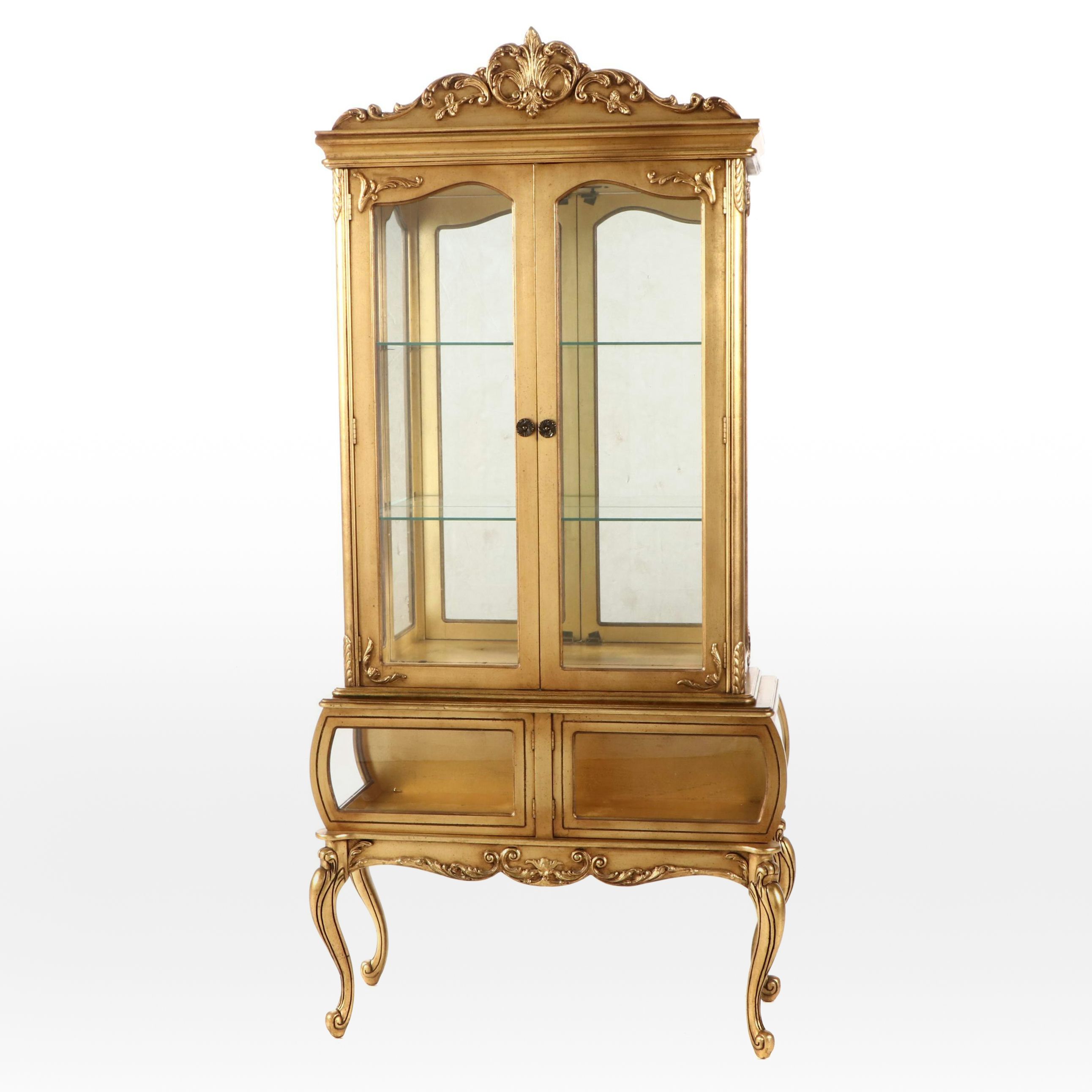 Louis XV Style Gilt-Decorated Vitrine-on-Stand, Mid to Late 20th Century