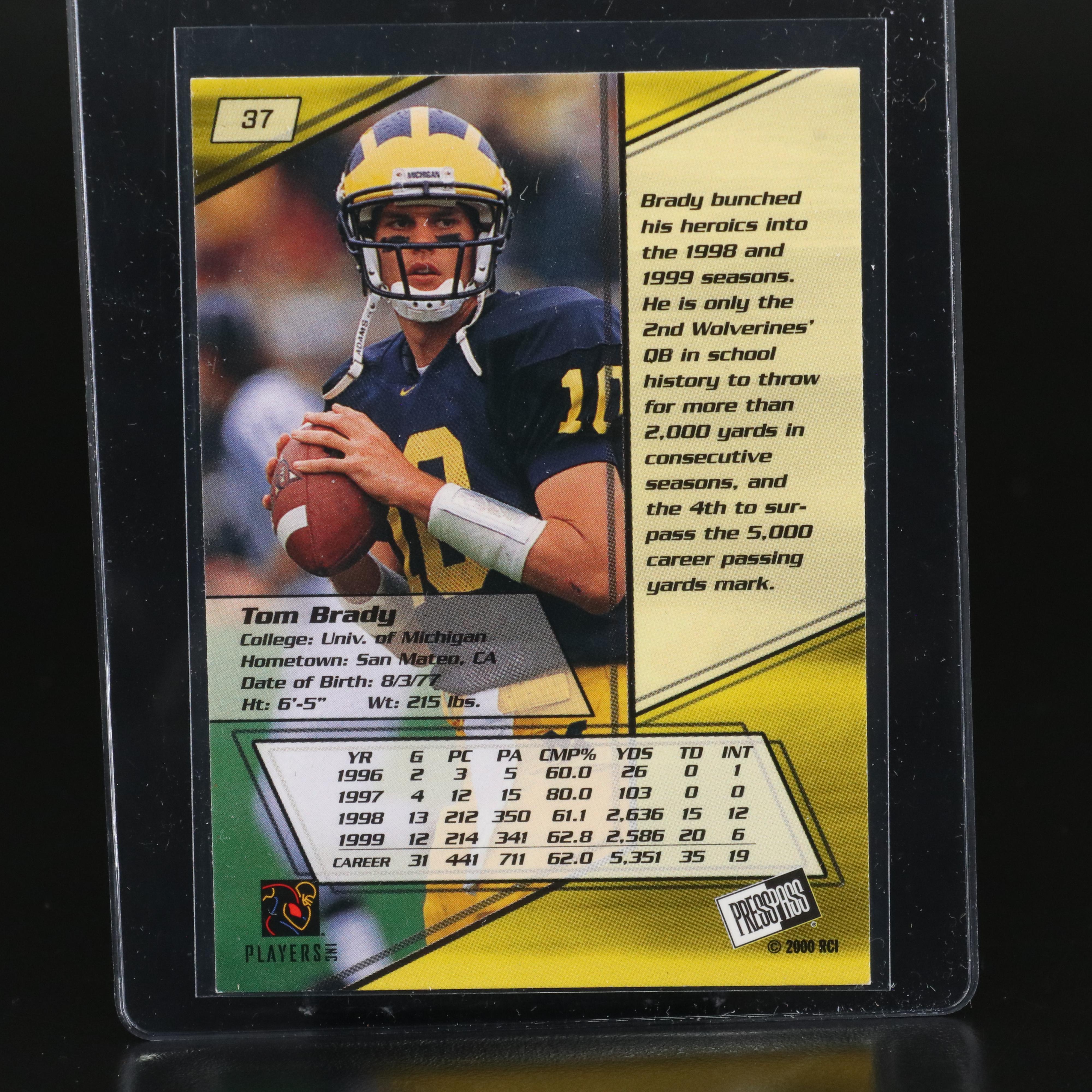 2000 Press Pass Tom Brady Rookie Football Card