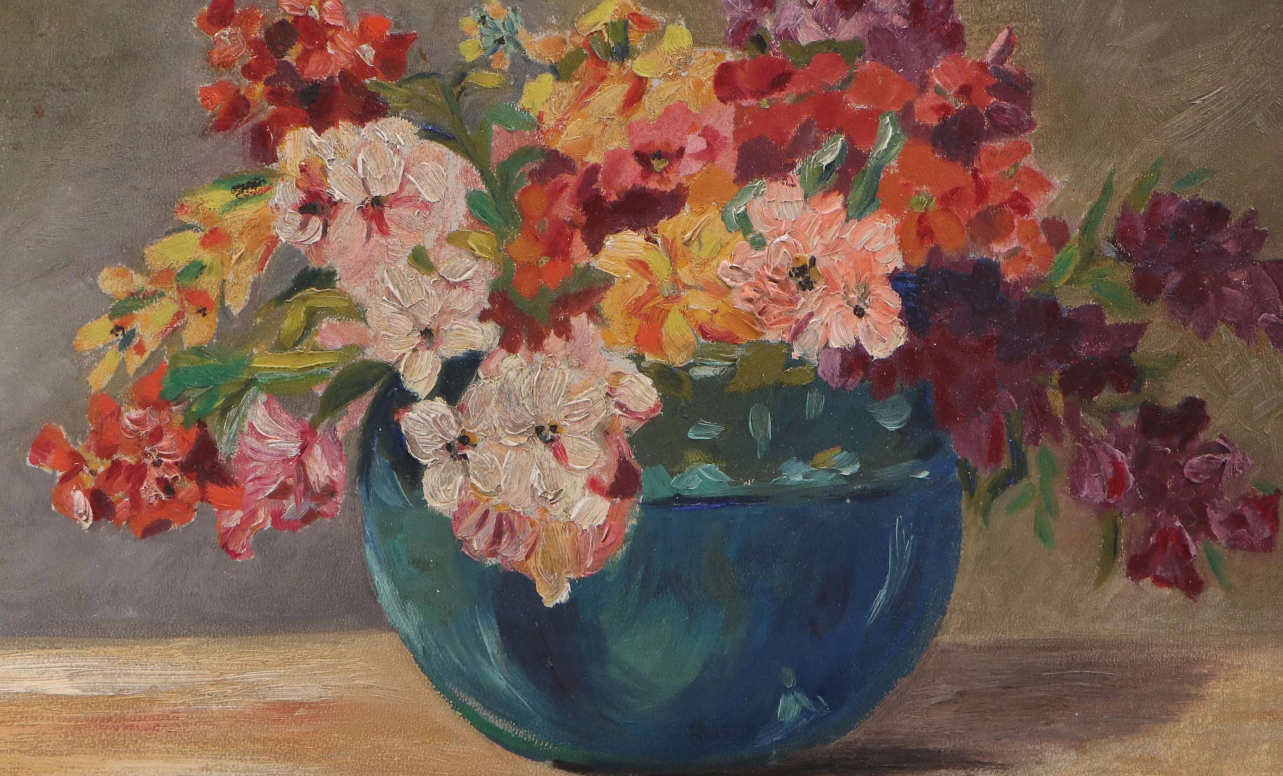 Floral Still Life Oil Painting, Mid-20th Century