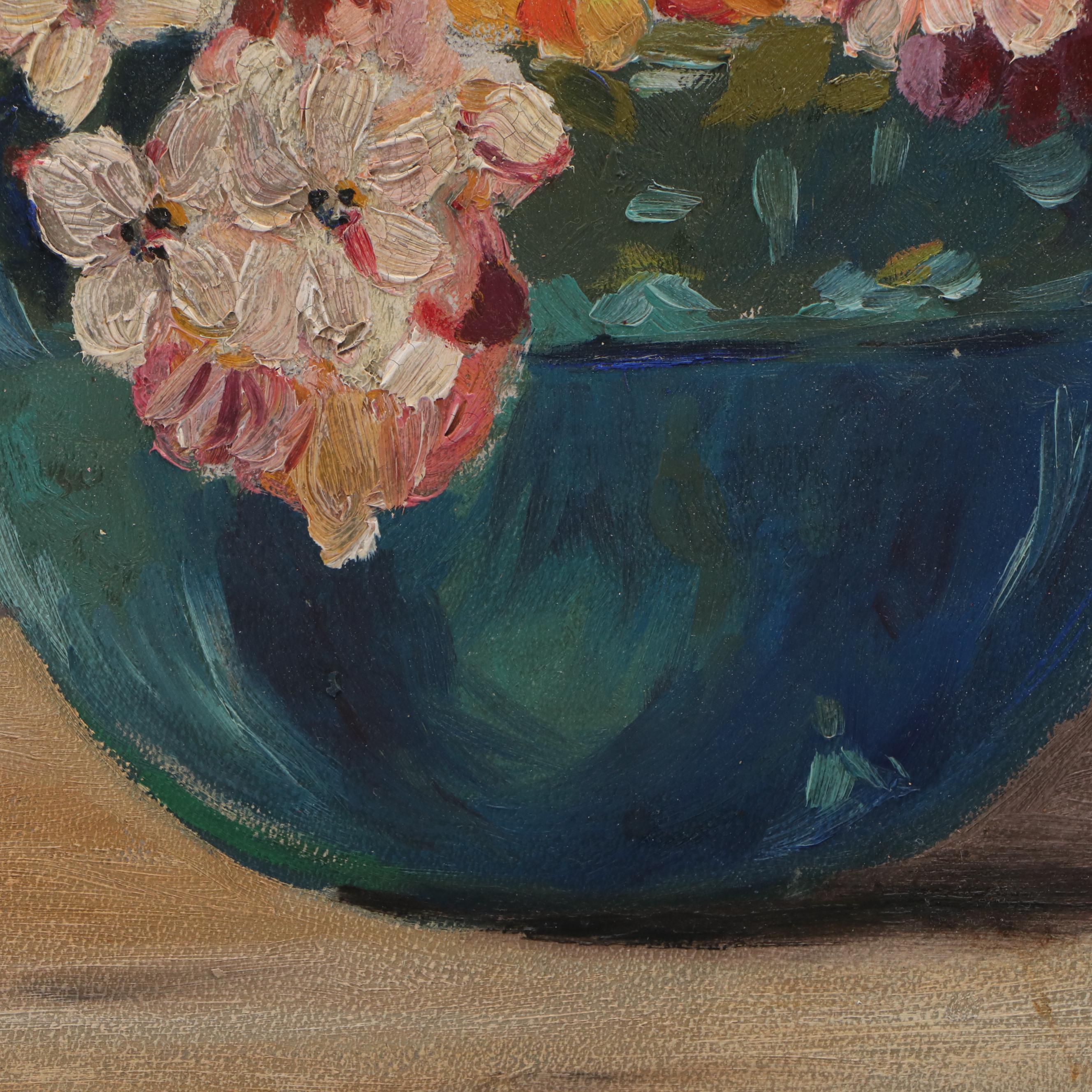 Floral Still Life Oil Painting, Mid-20th Century