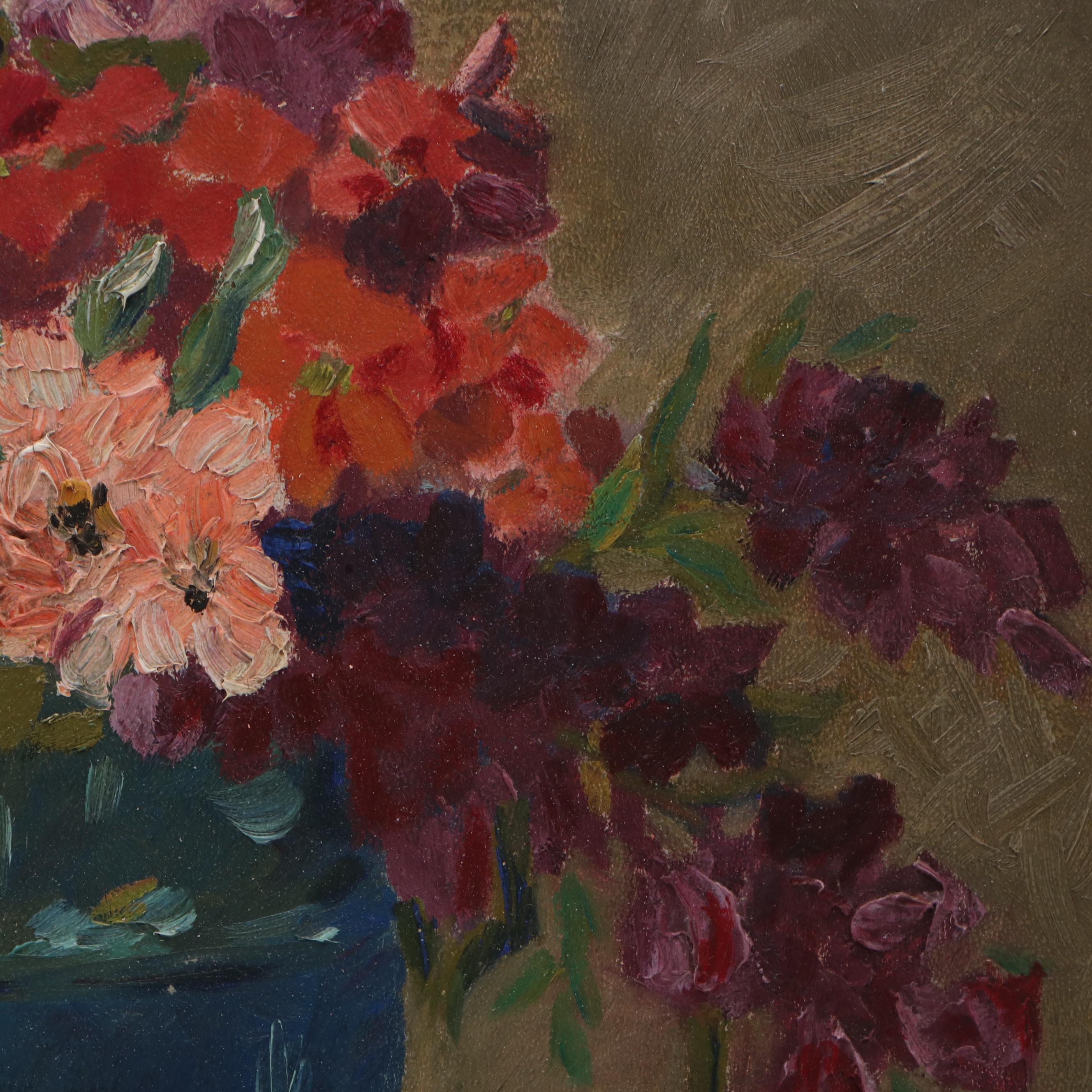 Floral Still Life Oil Painting, Mid-20th Century