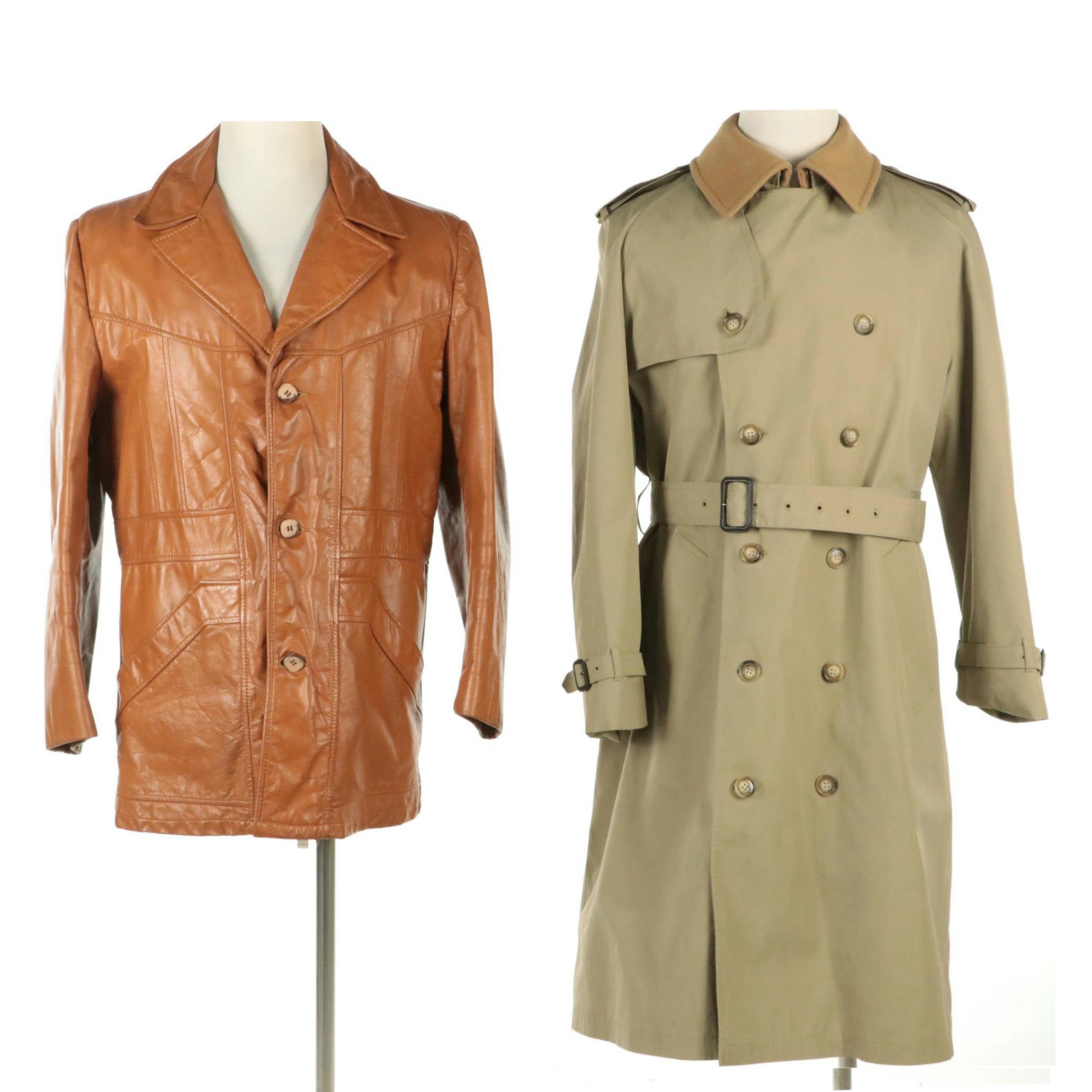 Men's Brooks Brothers Wool Lined Trench Coat & Leather Shop Collection Jacket