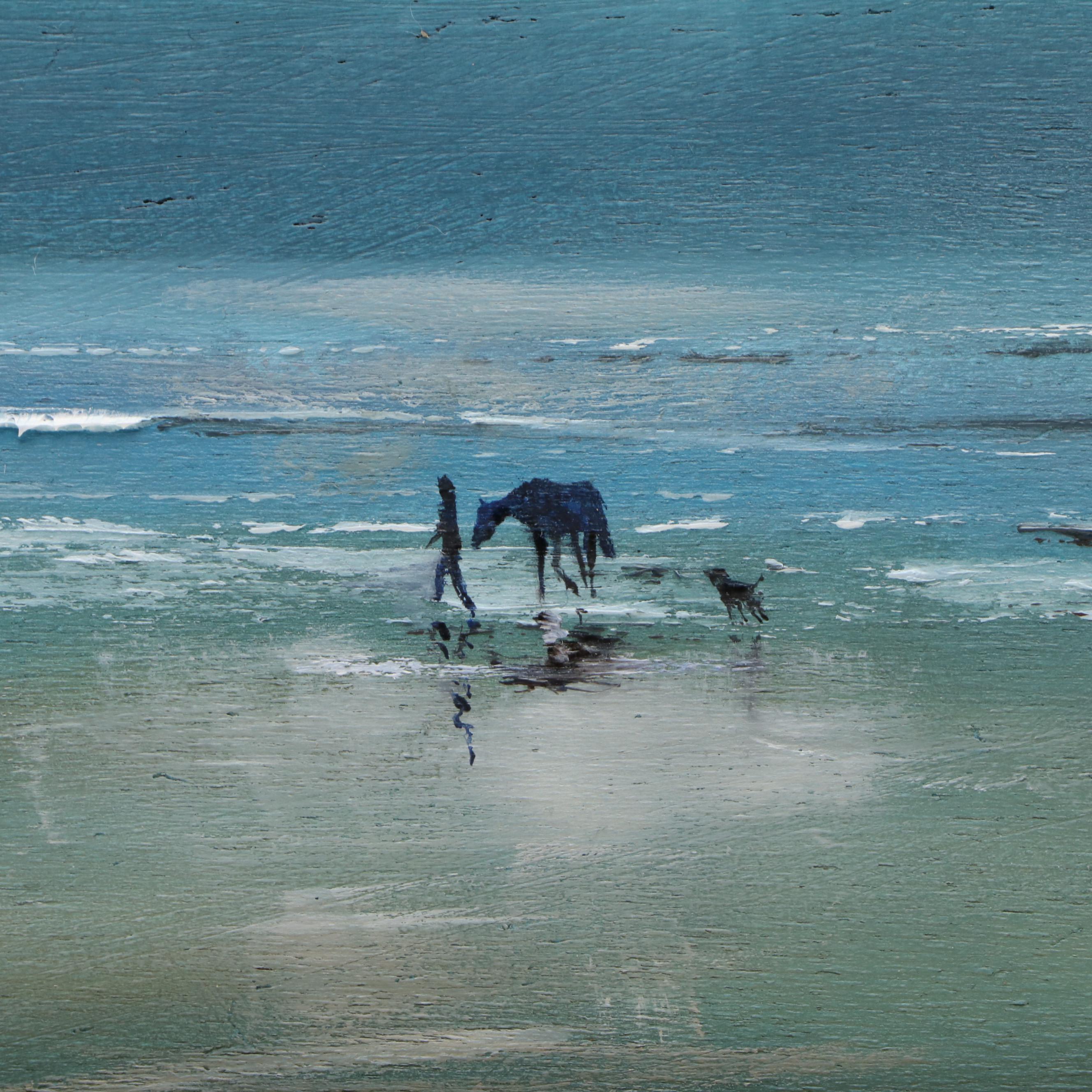 William Jamison Beach Oil Painting with Figure, Horse and Dog