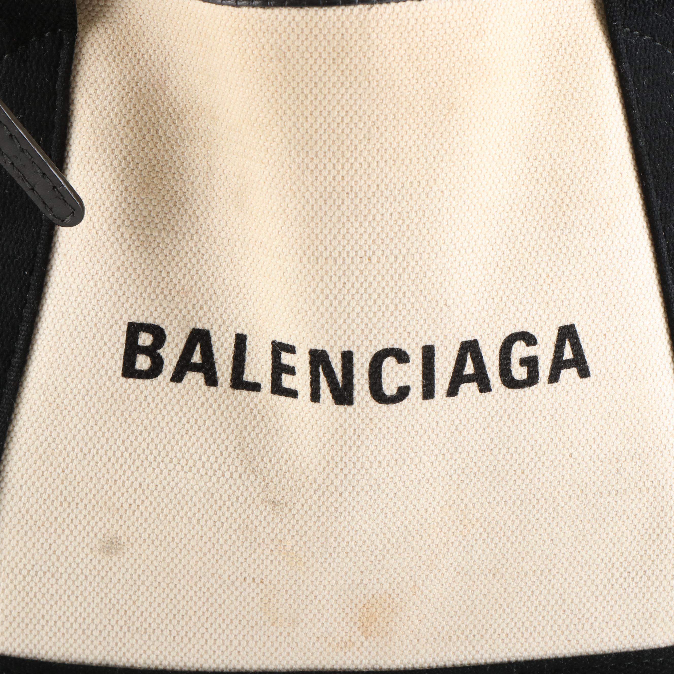 Balenciaga Tote Bag in Canvas and Black Leather