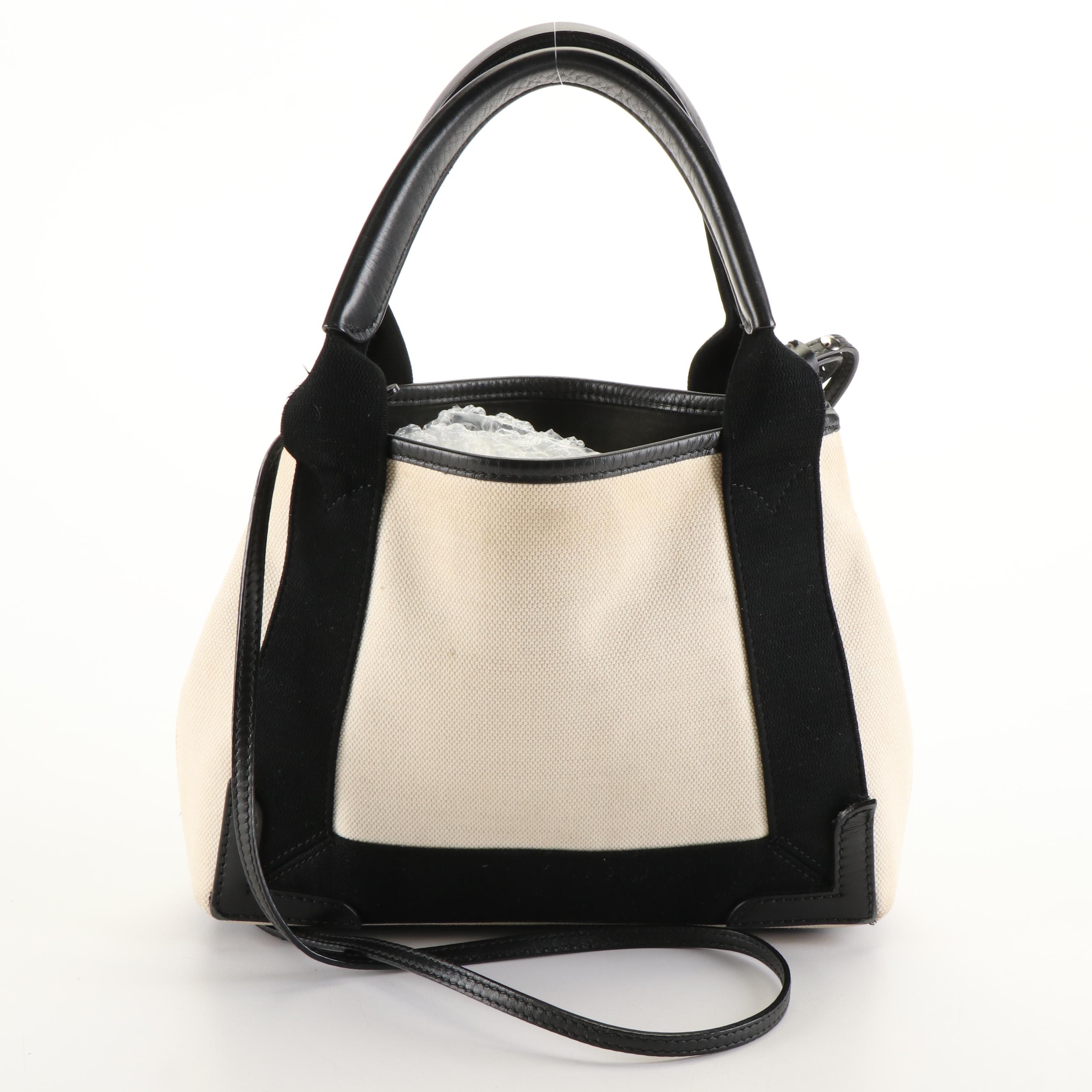 Balenciaga Tote Bag in Canvas and Black Leather