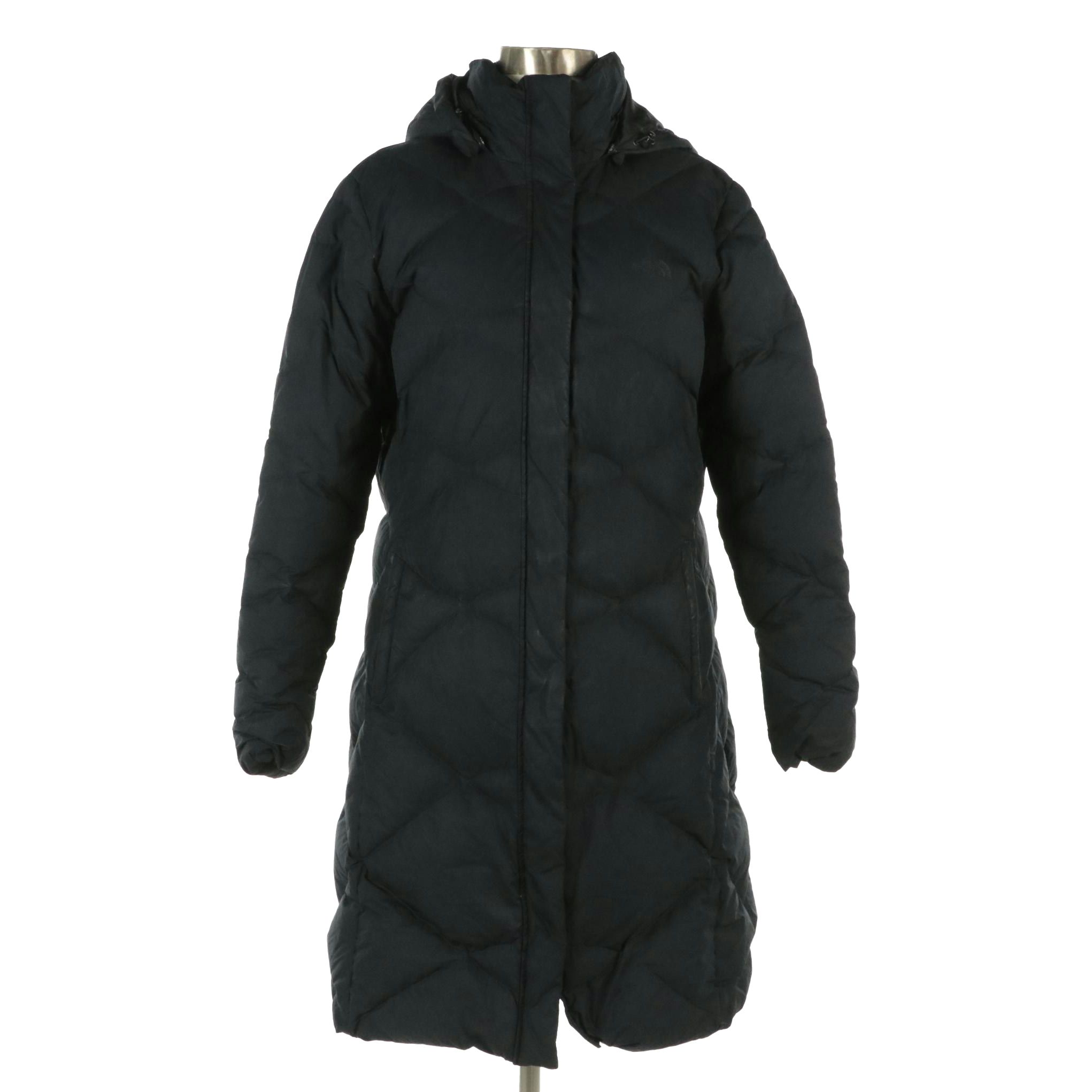 The North Face Navy Quilted Mid-Length Puffer Jacket