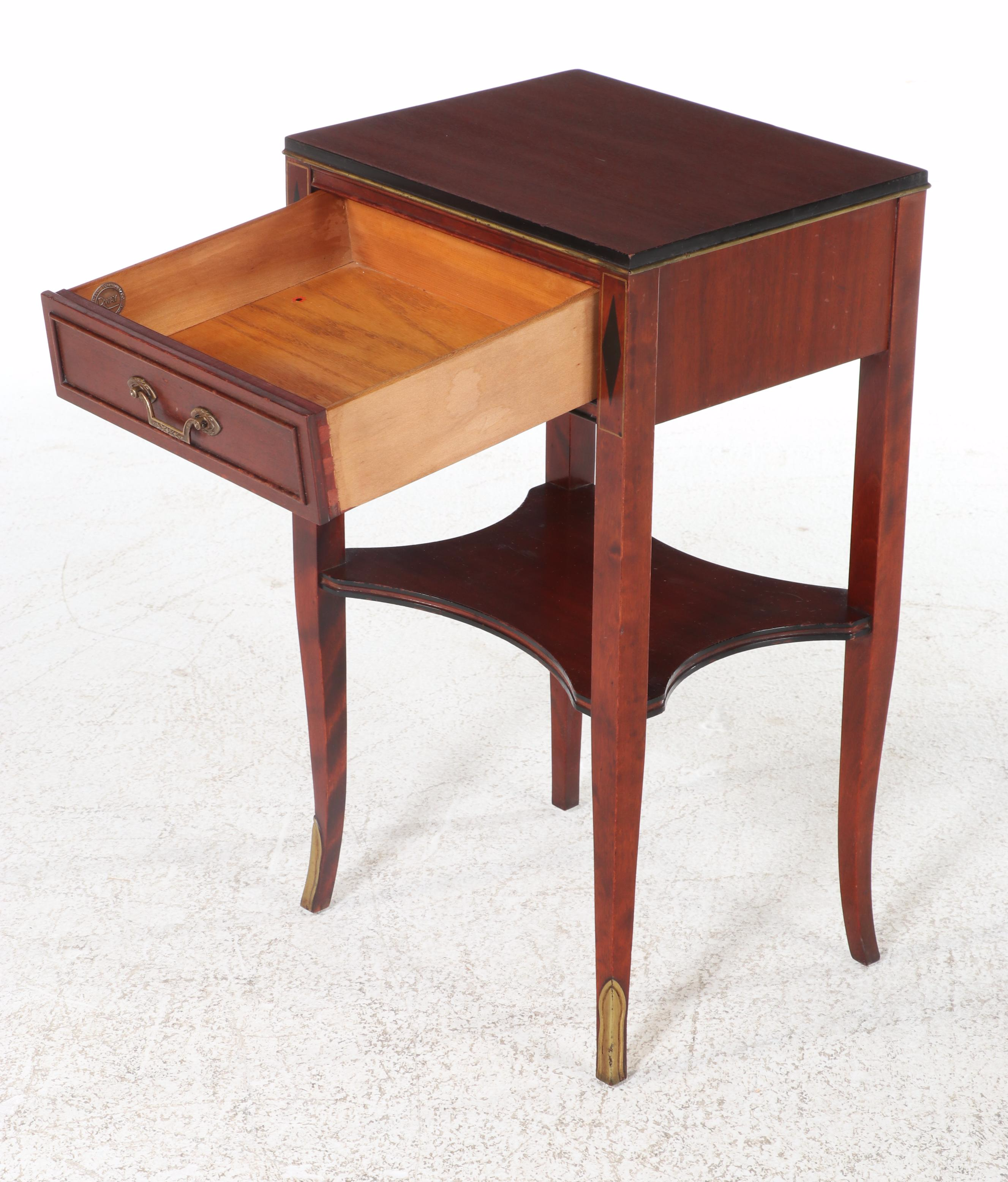 Northern Furniture Co. Regency Style Mahogany Side Table with Painted Faux Inlay