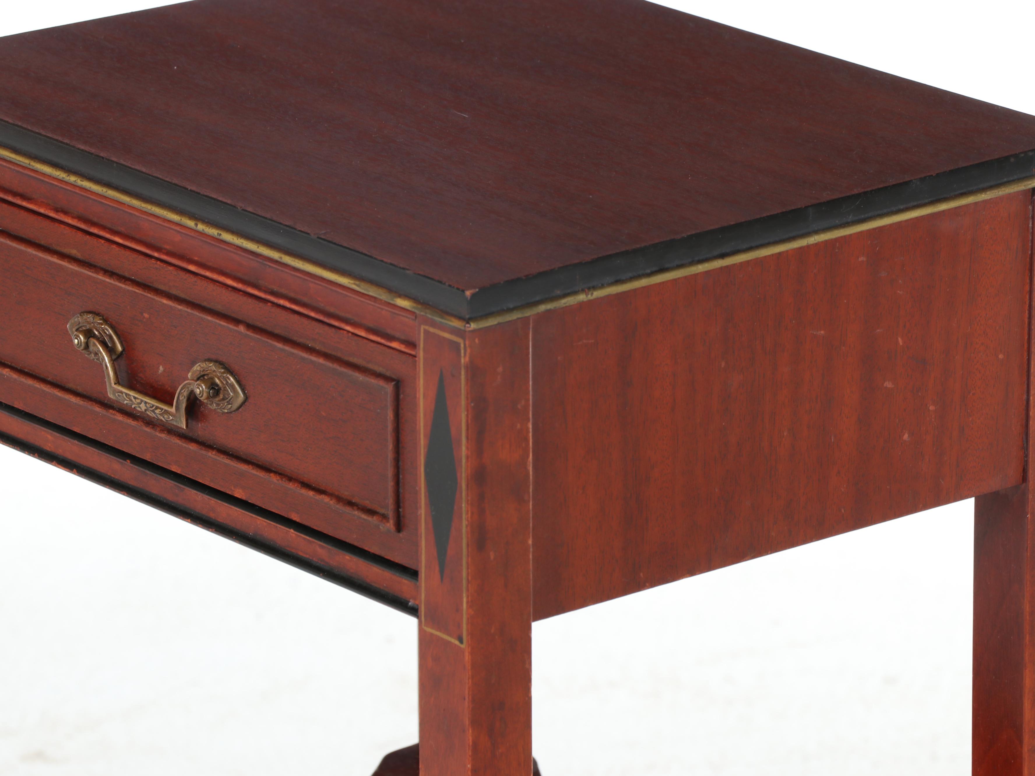 Northern Furniture Co. Regency Style Mahogany Side Table with Painted Faux Inlay
