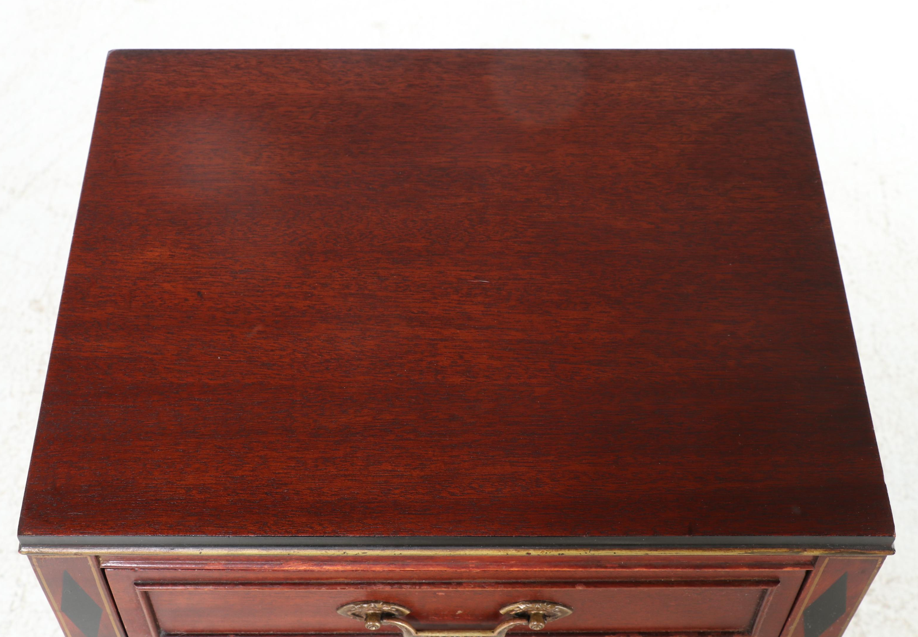 Northern Furniture Co. Regency Style Mahogany Side Table with Painted Faux Inlay