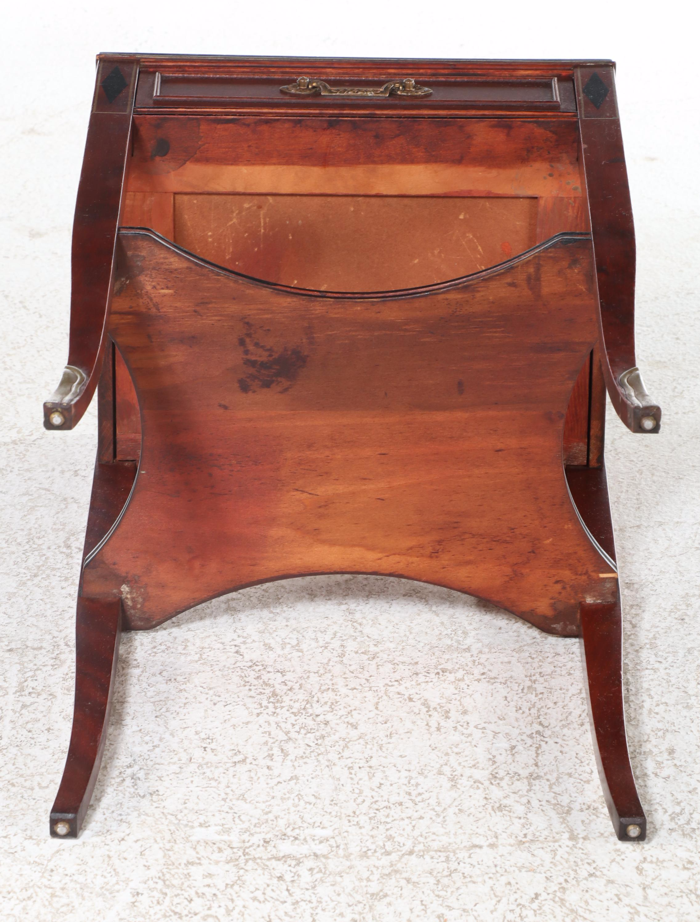 Northern Furniture Co. Regency Style Mahogany Side Table with Painted Faux Inlay