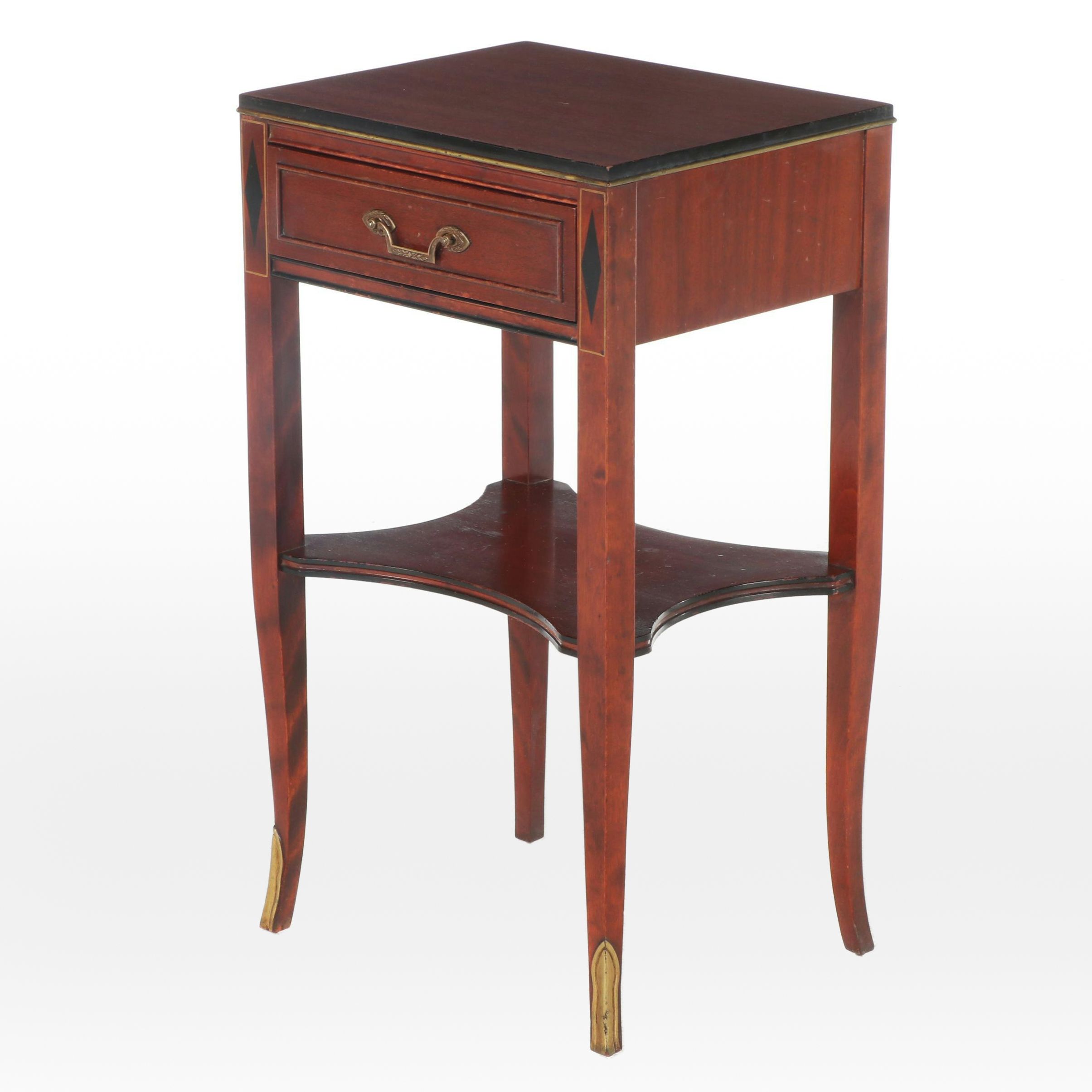Northern Furniture Co. Regency Style Mahogany Side Table with Painted Faux Inlay