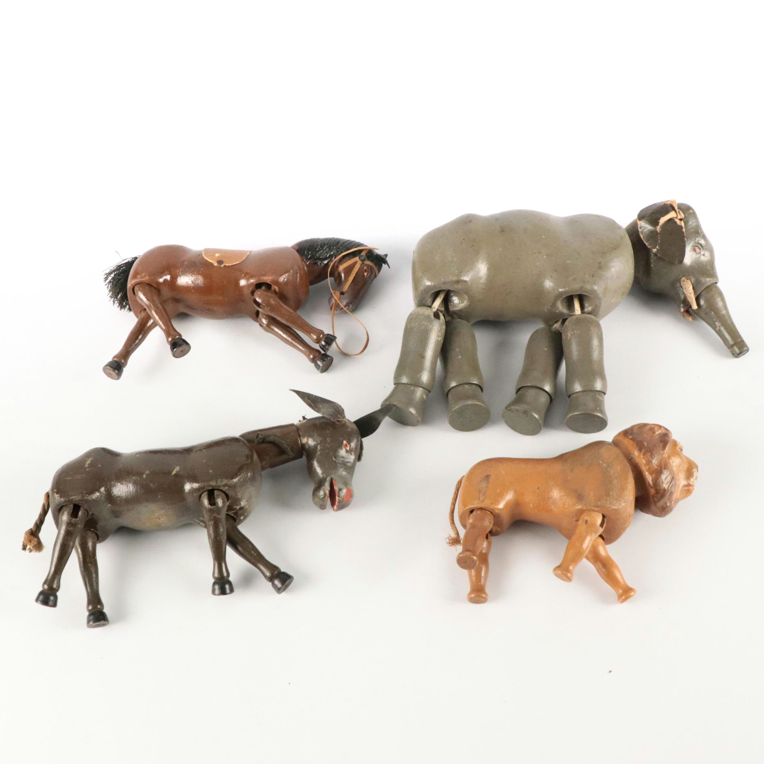 Schoenhut Wooden Humpty Dumpty Circus Animal Toys, Early 20th Century