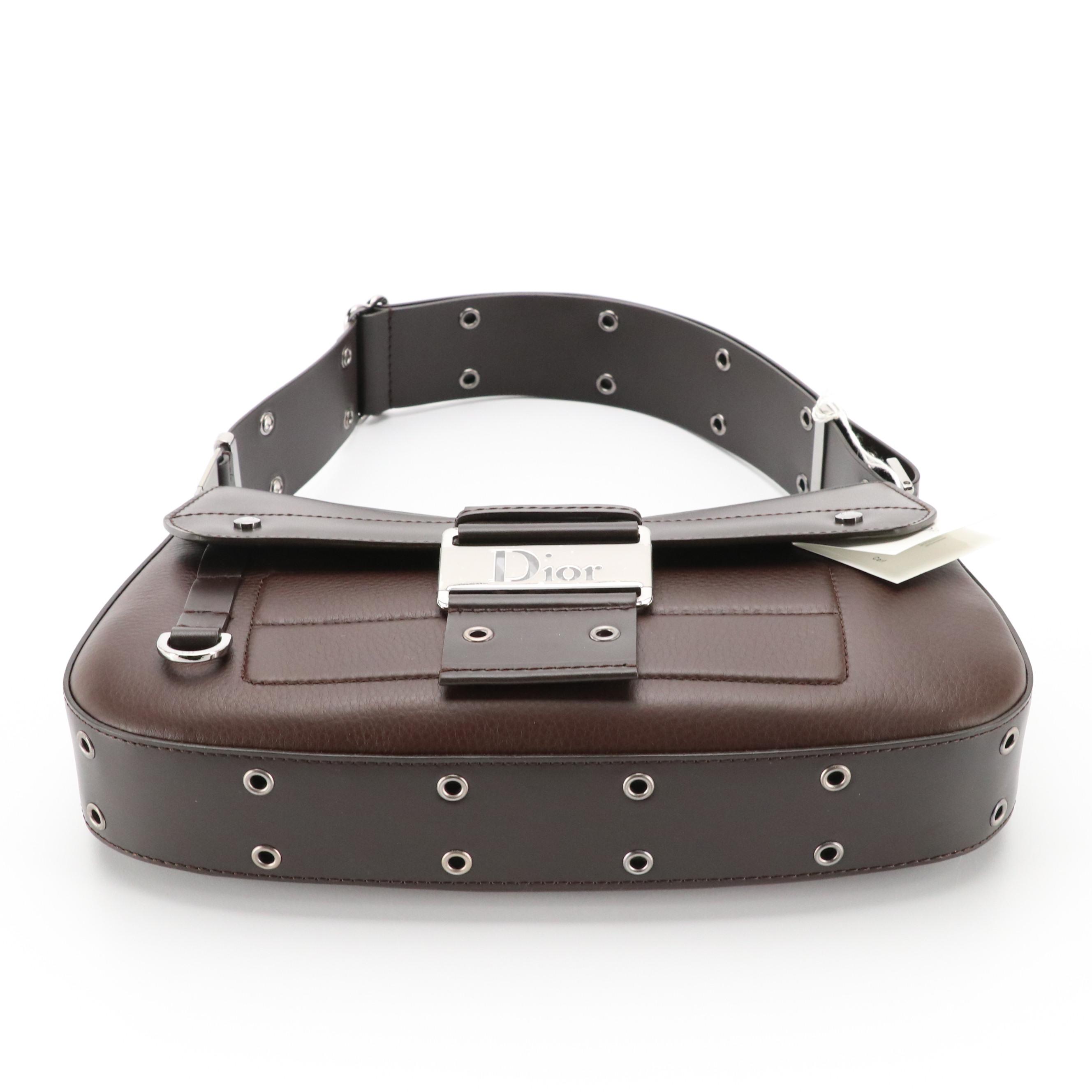 Christian Dior Columbus Street Chic Shoulder Bag in Brown Leather, With Tag