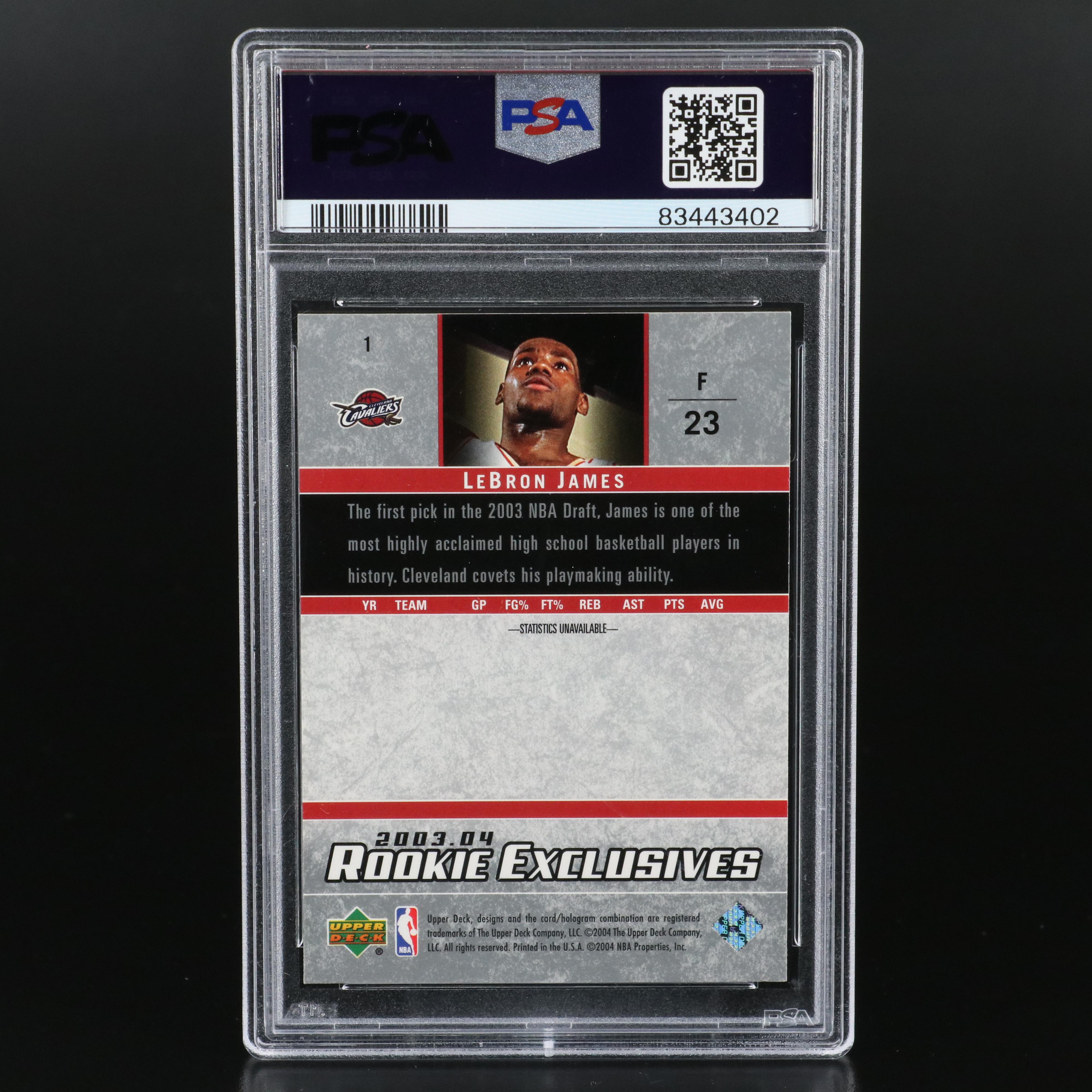 2003 Upper Deck LeBron James Rookie Exclusives Basketball Card Graded PSA 9