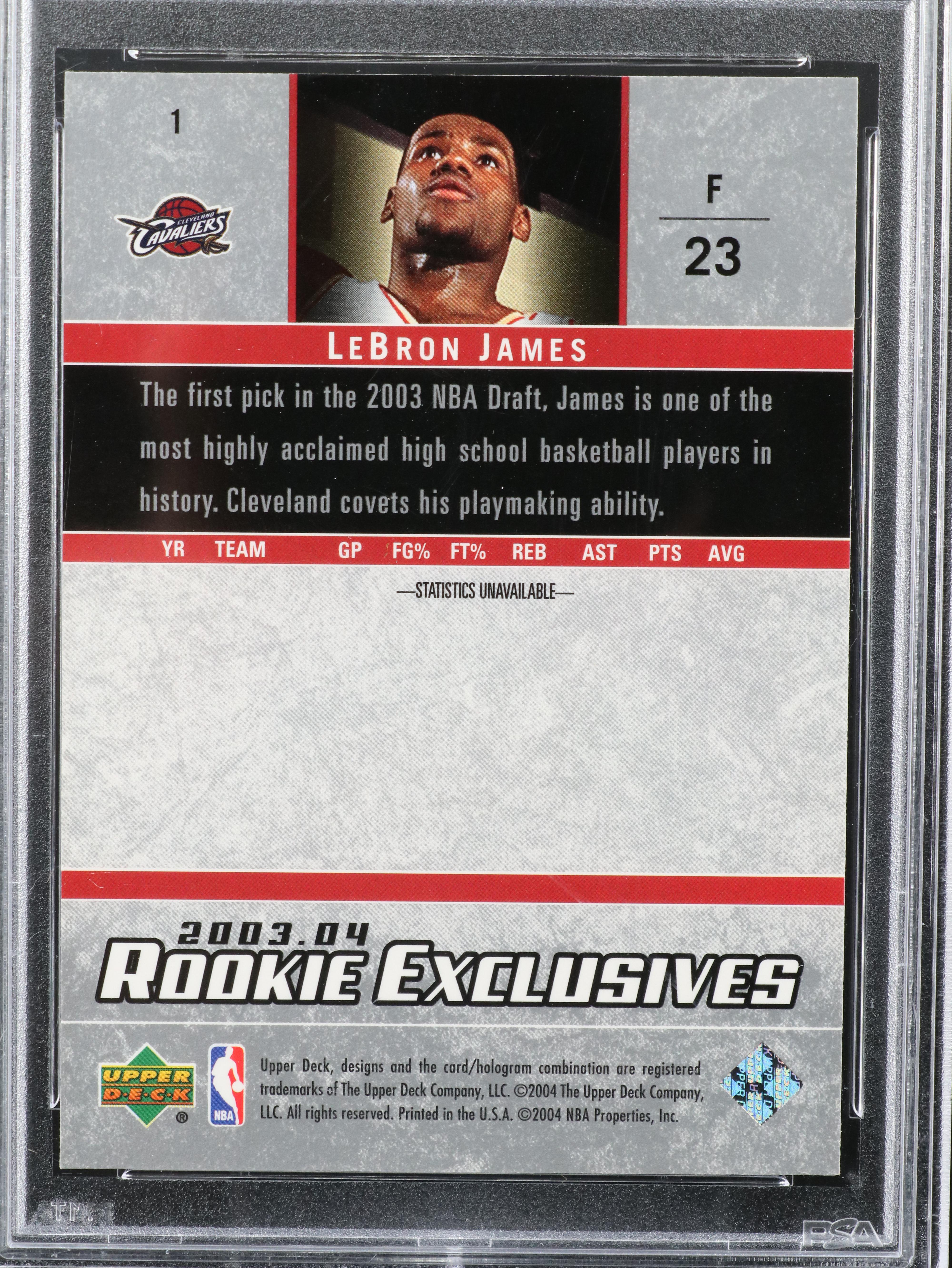 2003 Upper Deck LeBron James Rookie Exclusives Basketball Card Graded PSA 9