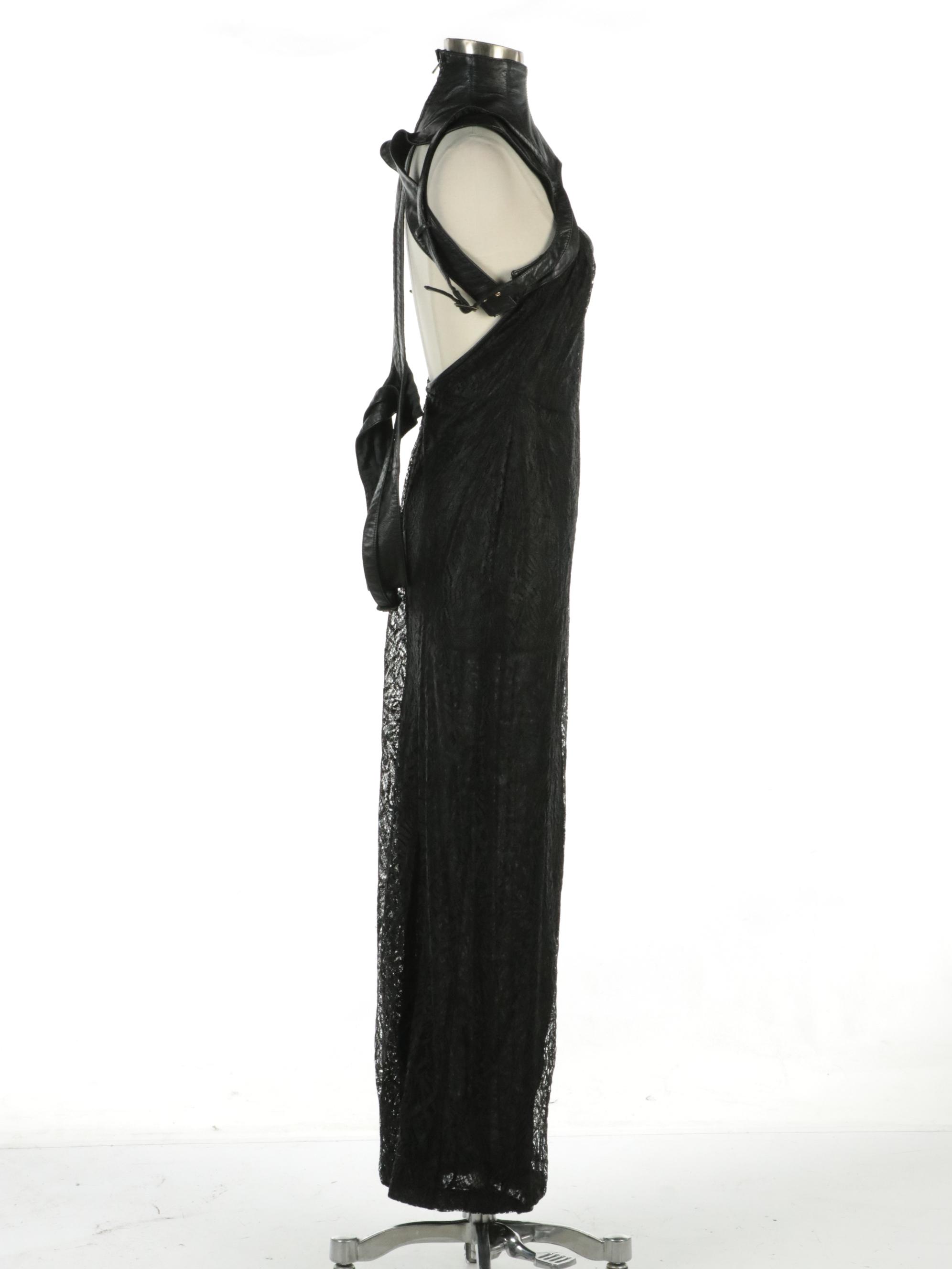 Gianni Versace Couture Leather/Silk/Lace Bondage Dress