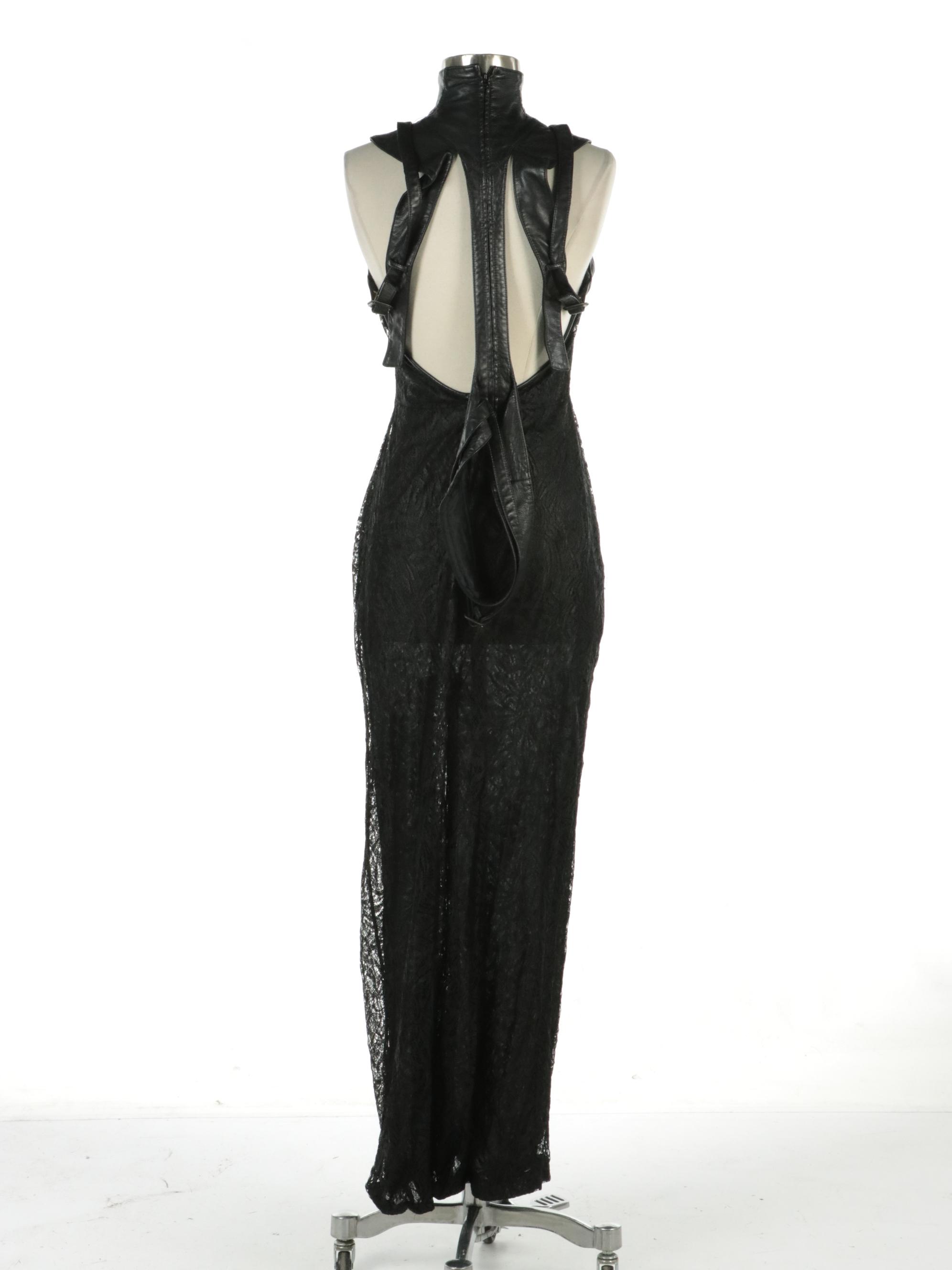 Gianni Versace Couture Leather/Silk/Lace Bondage Dress