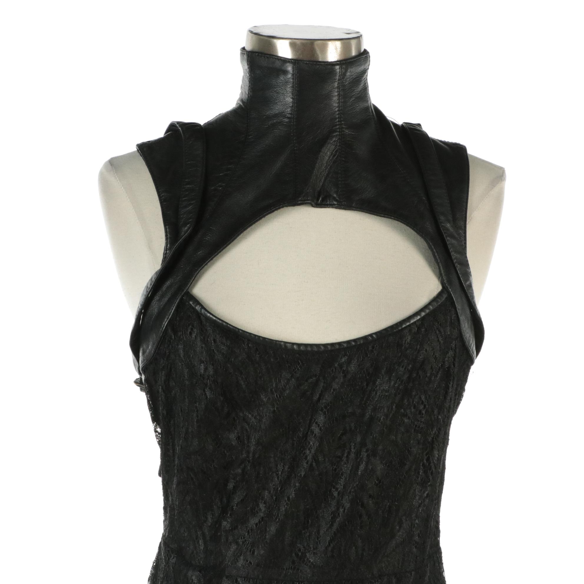 Gianni Versace Couture Leather/Silk/Lace Bondage Dress