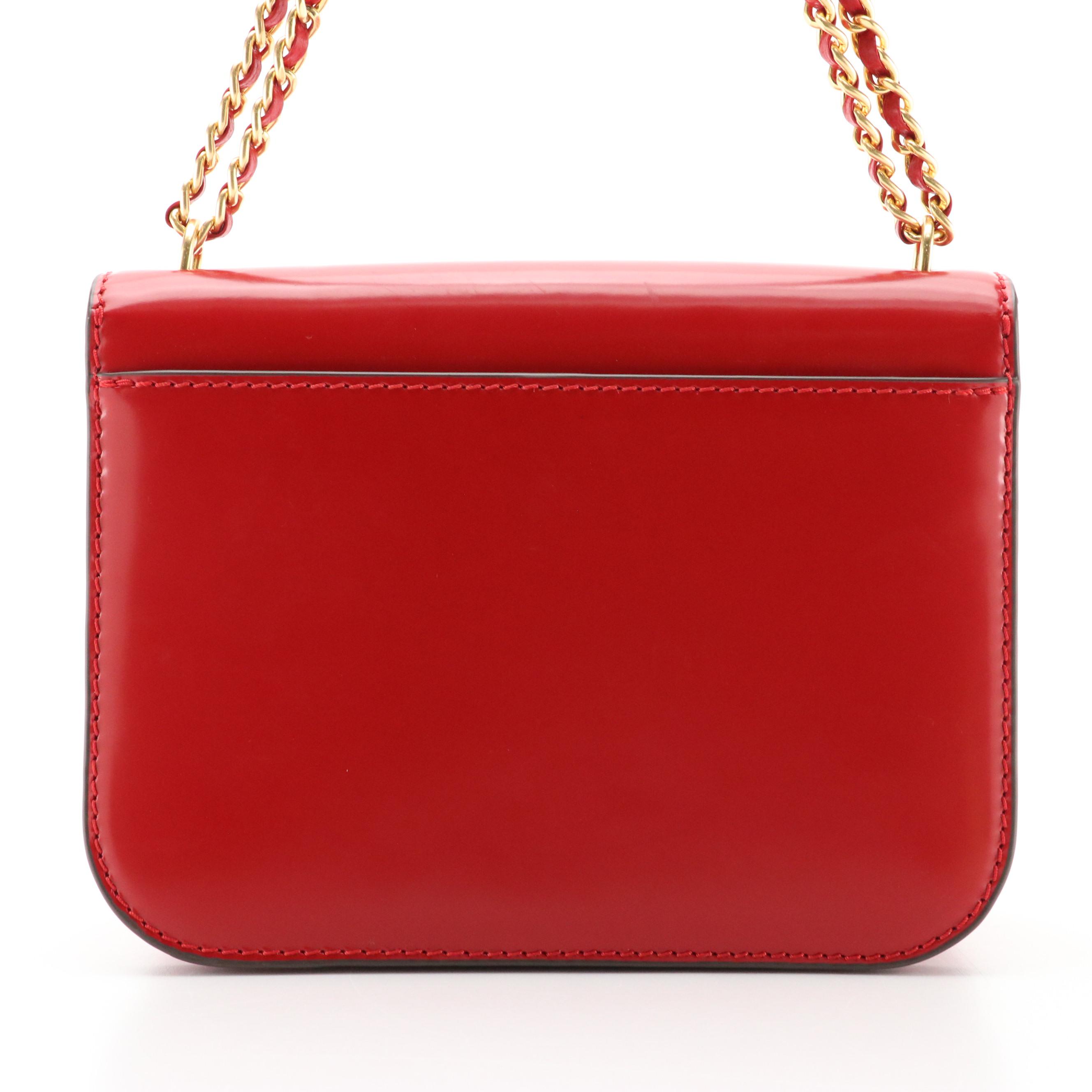 Tory Burch Britten Front Flap Shoulder Bag in Smooth Red Leather, With Tag