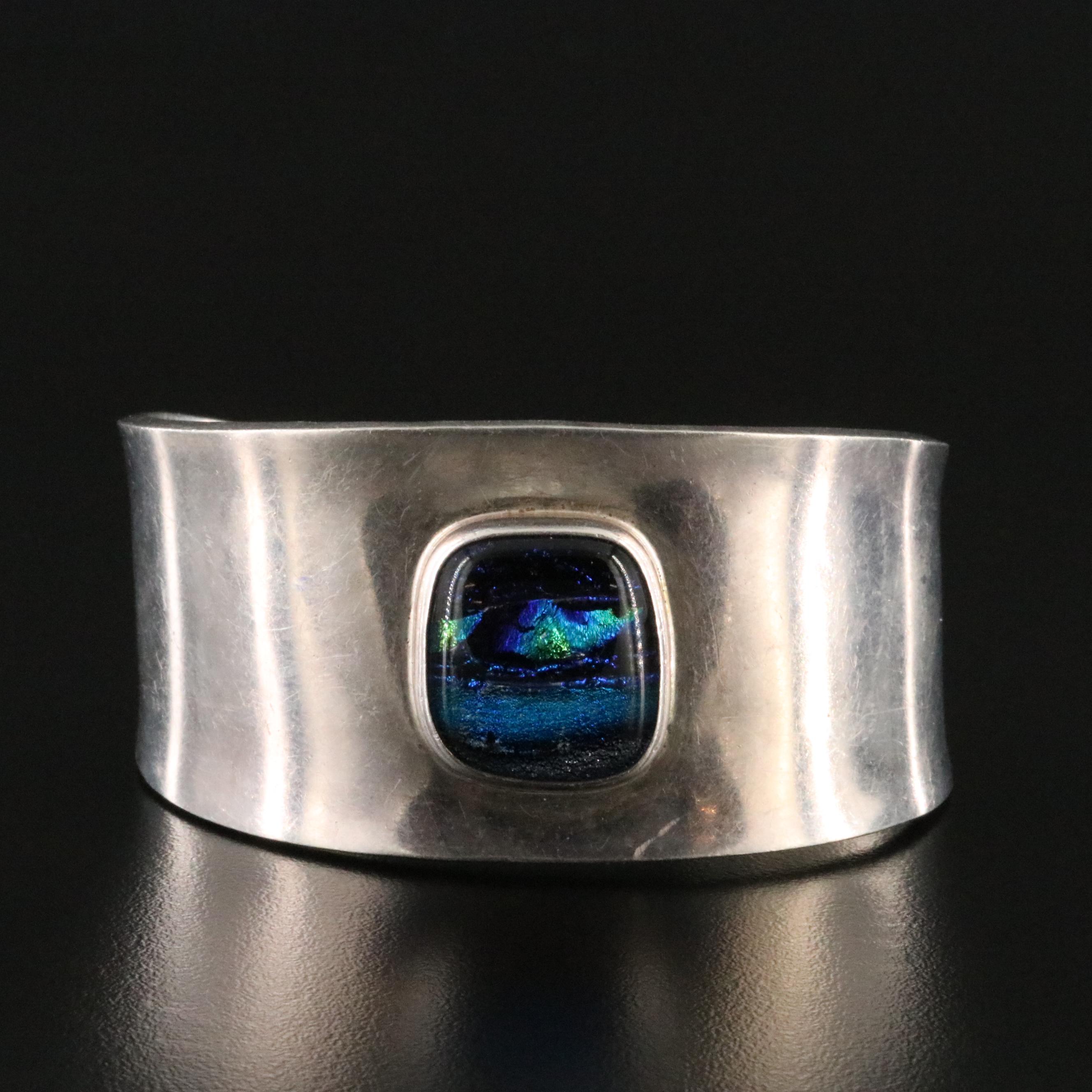 Sterling Dichroic Glass Cuff