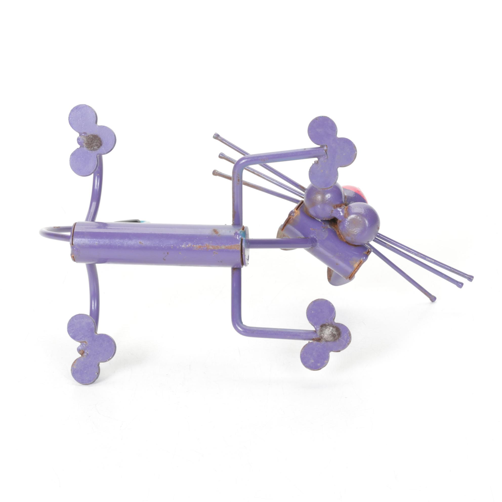 Laurel Burch Cat Ceramic Teapot with Welded Metal Cat Figurine