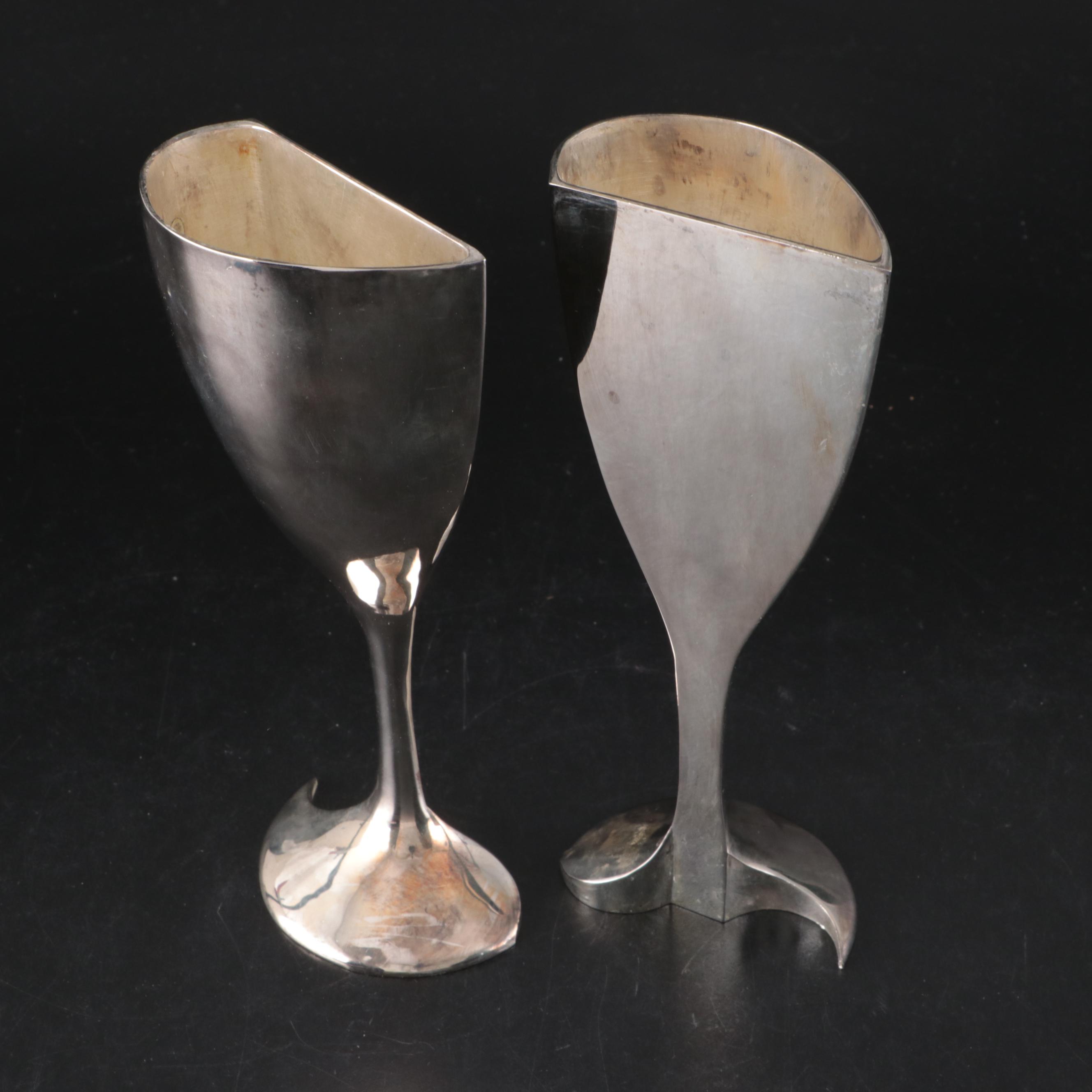 Pottery Barn Double Wine Cooler and Tray with Other Split Heart-Shaped Goblets