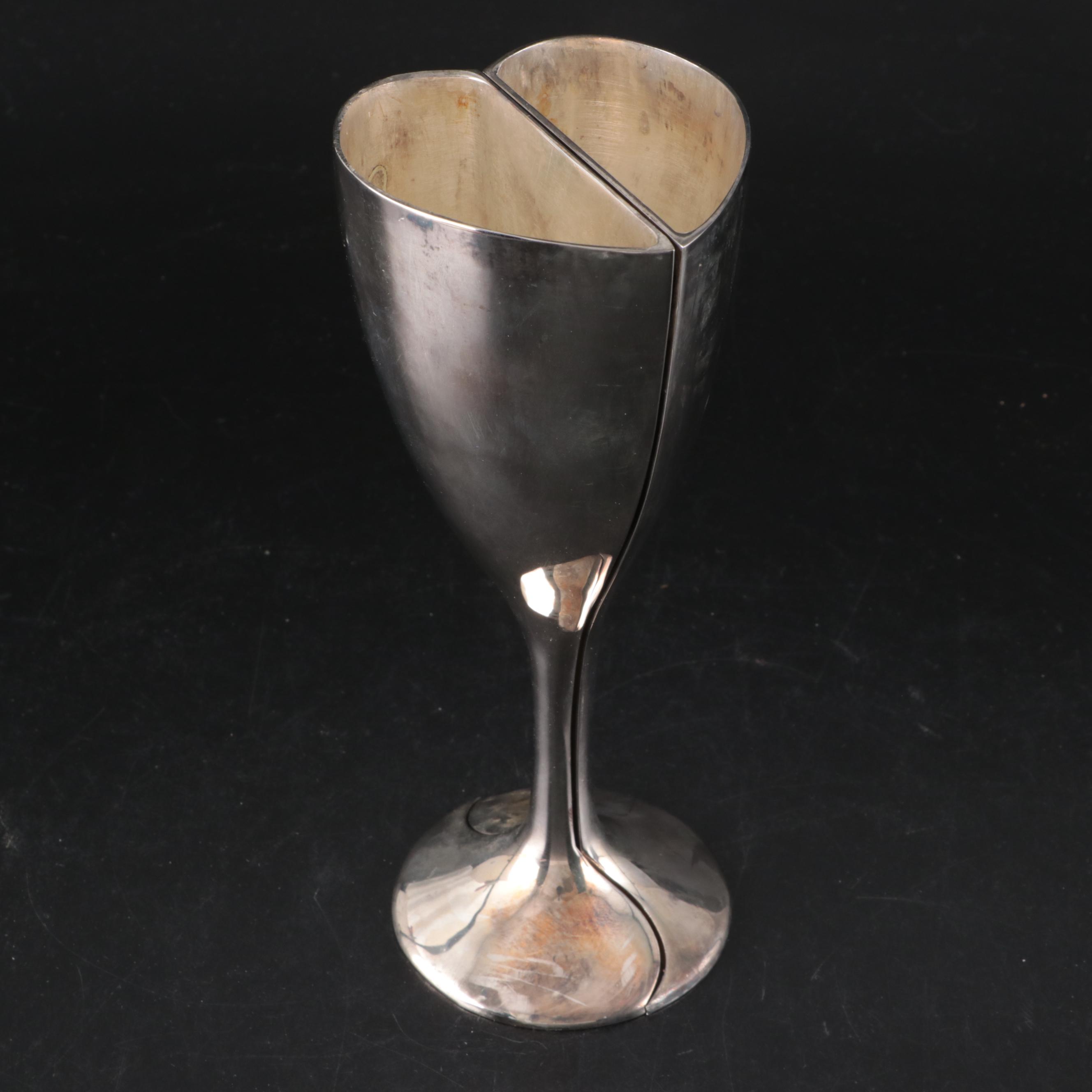 Pottery Barn Double Wine Cooler and Tray with Other Split Heart-Shaped Goblets