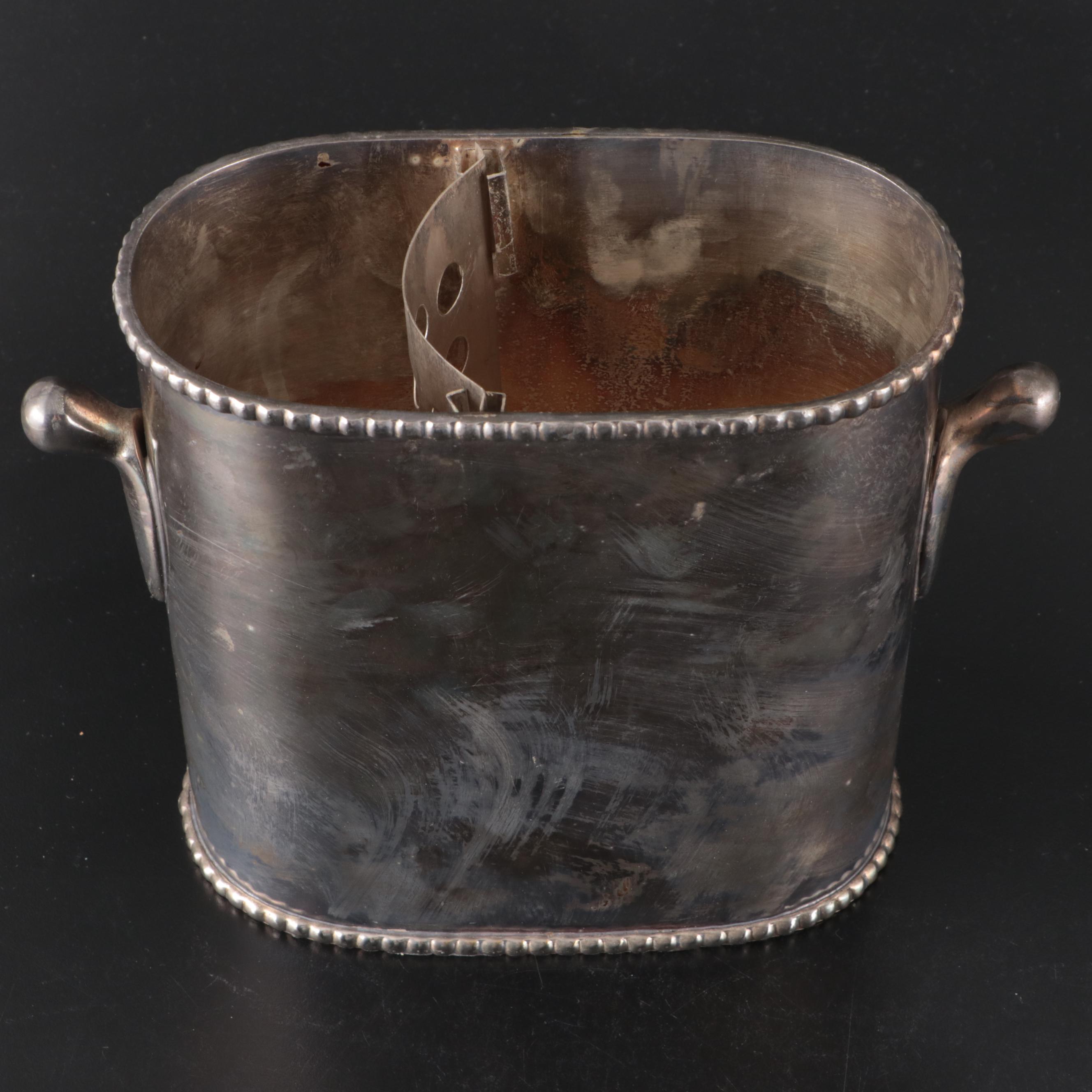 Pottery Barn Double Wine Cooler and Tray with Other Split Heart-Shaped Goblets