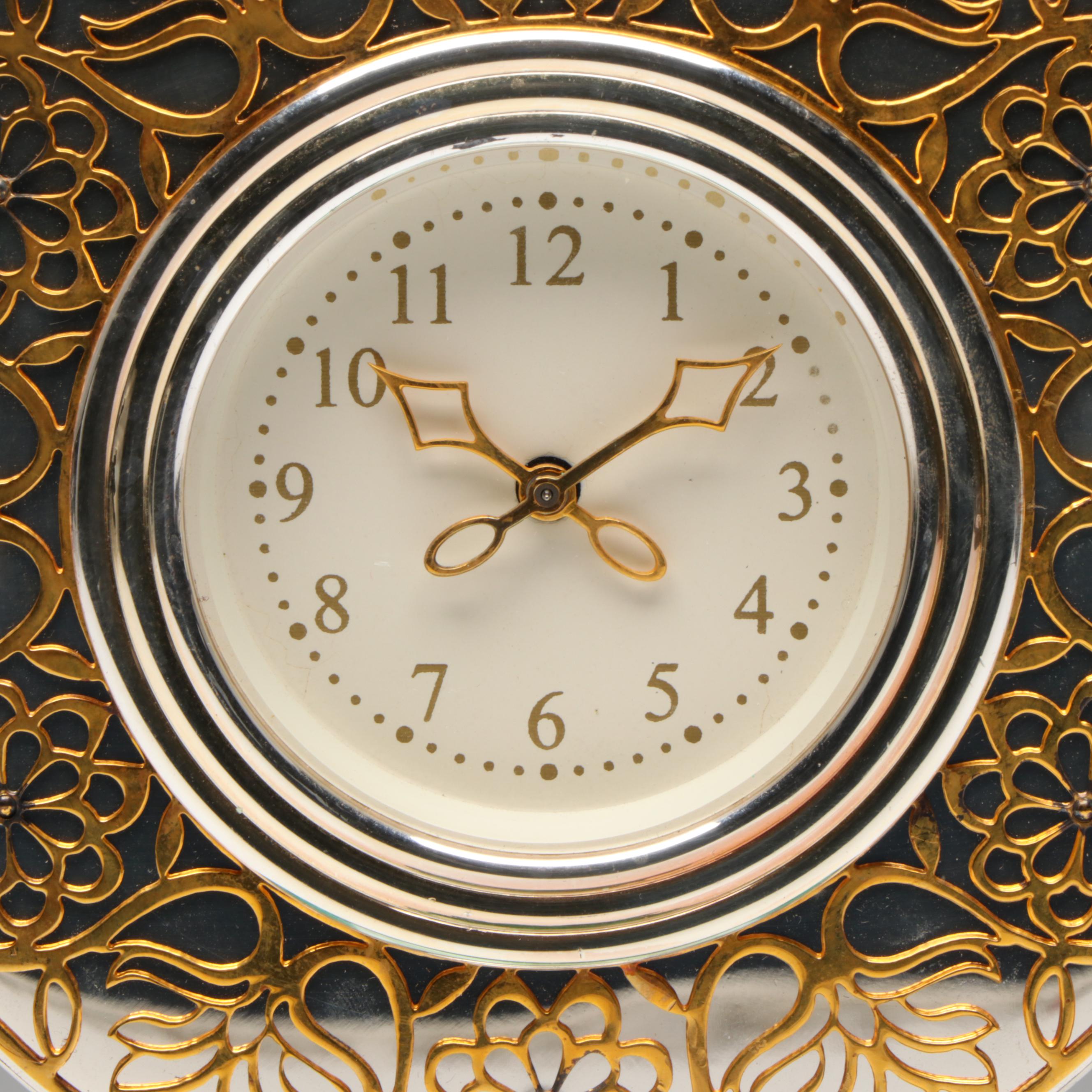 Grant MacDonald Silversmiths Sterling Silver, Malachite and Metal Clock, 2003