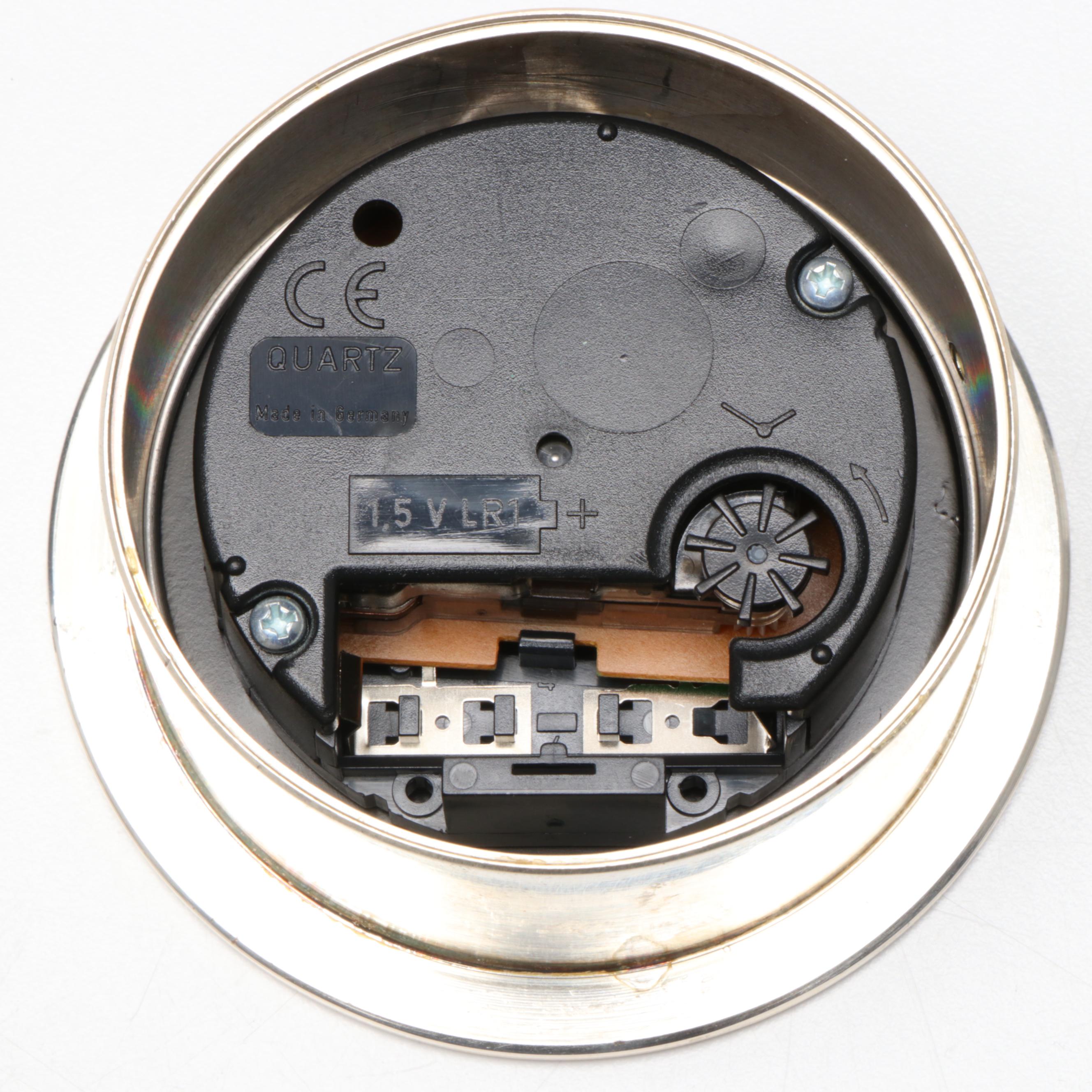 Grant MacDonald Silversmiths Sterling Silver, Malachite and Metal Clock, 2003