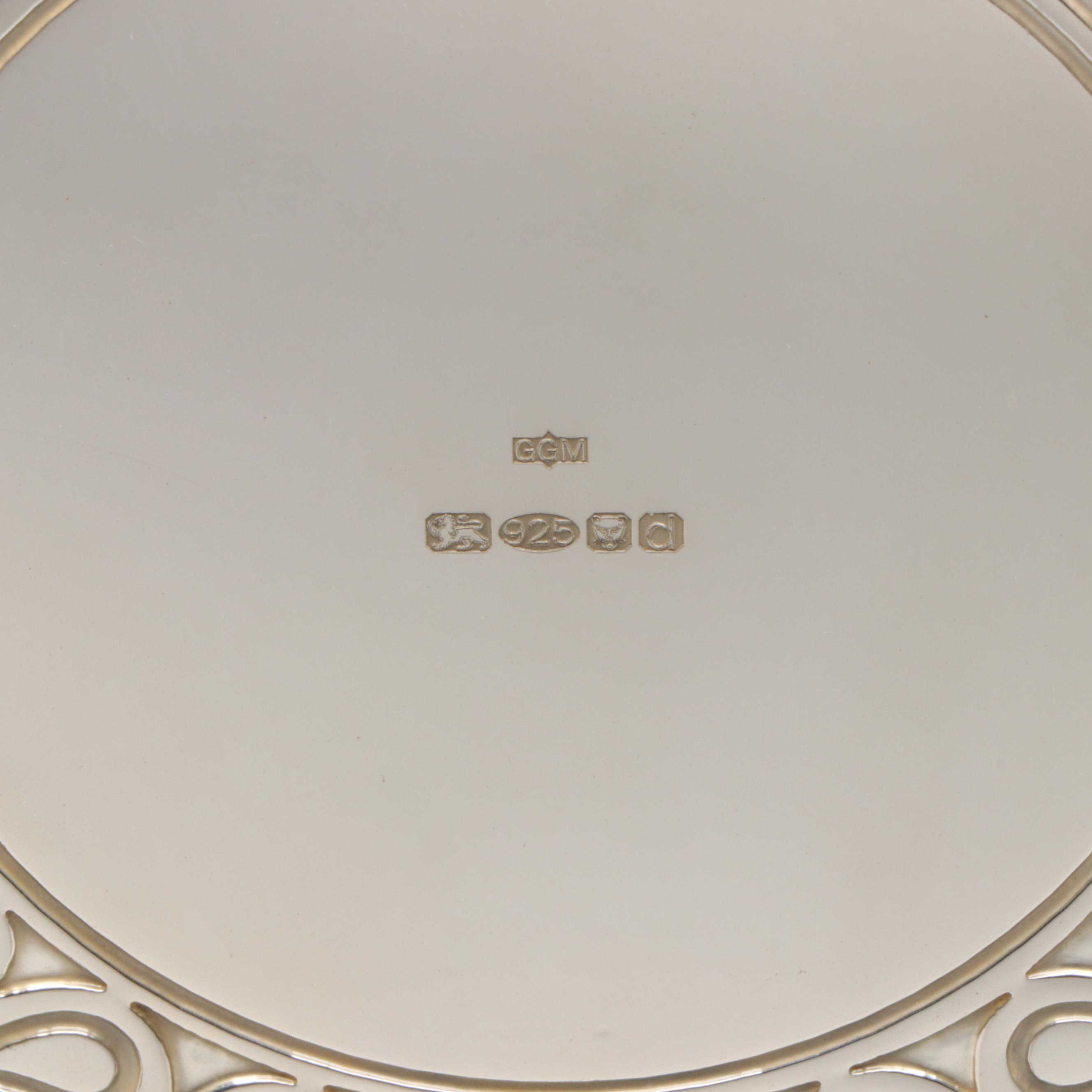 Grant MacDonald Silversmiths Sterling Silver, Malachite and Metal Clock, 2003