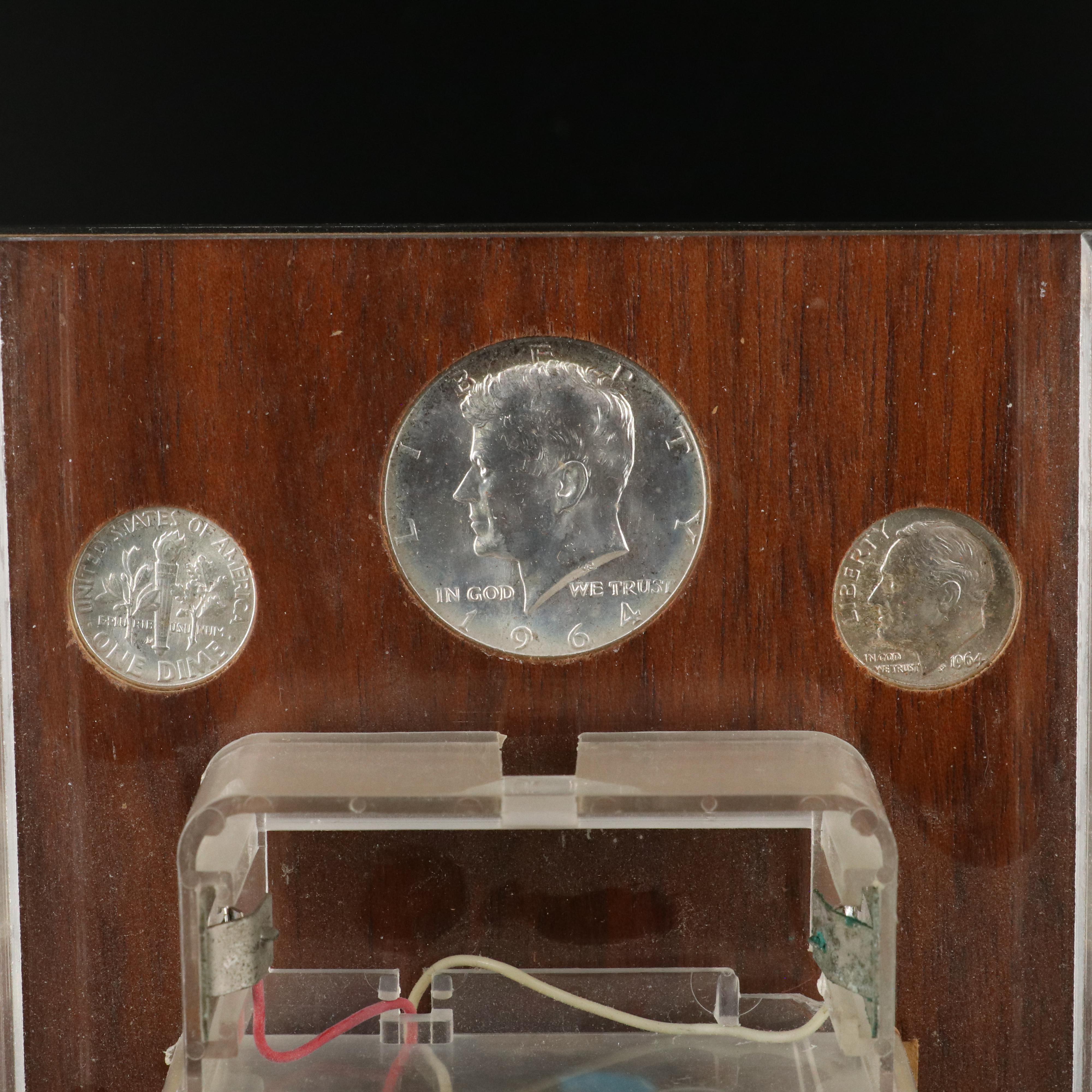 Vintage Silver Coin Clock and Three 1-Oz. Fine Silver Rounds