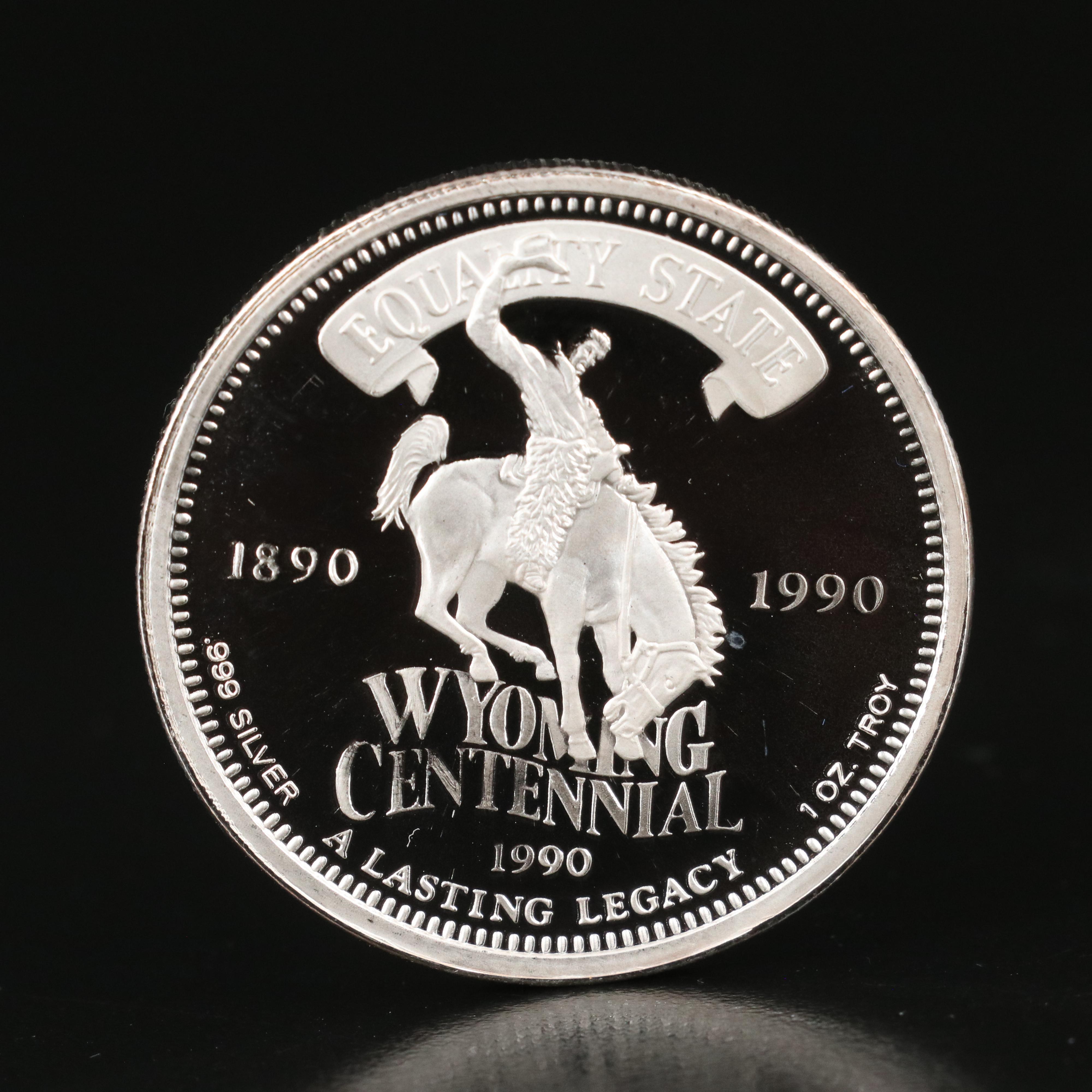 Vintage Silver Coin Clock and Three 1-Oz. Fine Silver Rounds